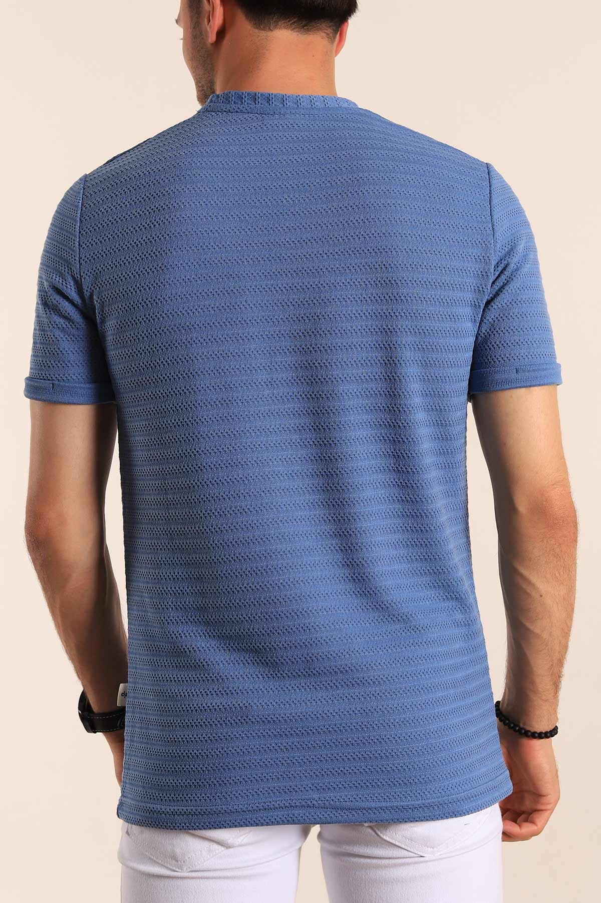 İndigo Regular Fit Dokulu Erkek Tişört 187553