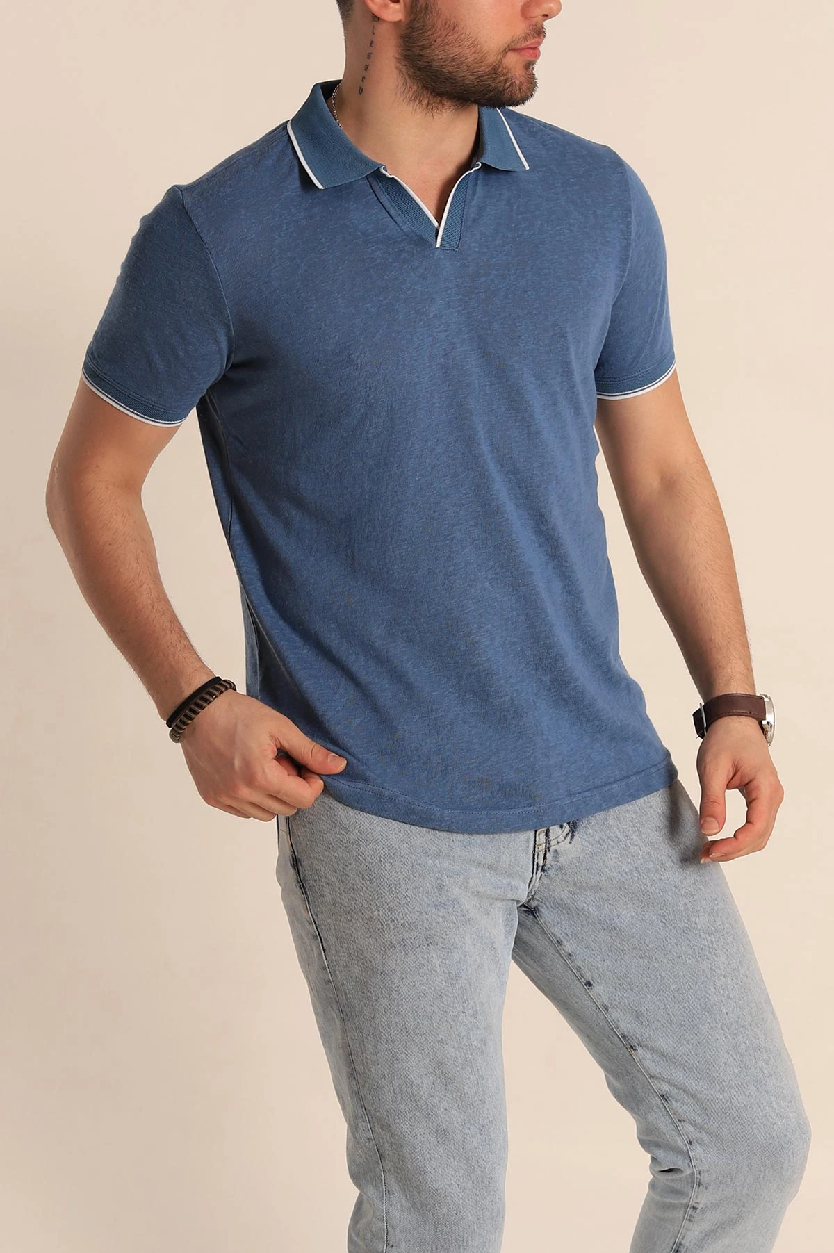 İndigo Regular Fit Jakarlı Polo Yaka Triko Tişört 263237