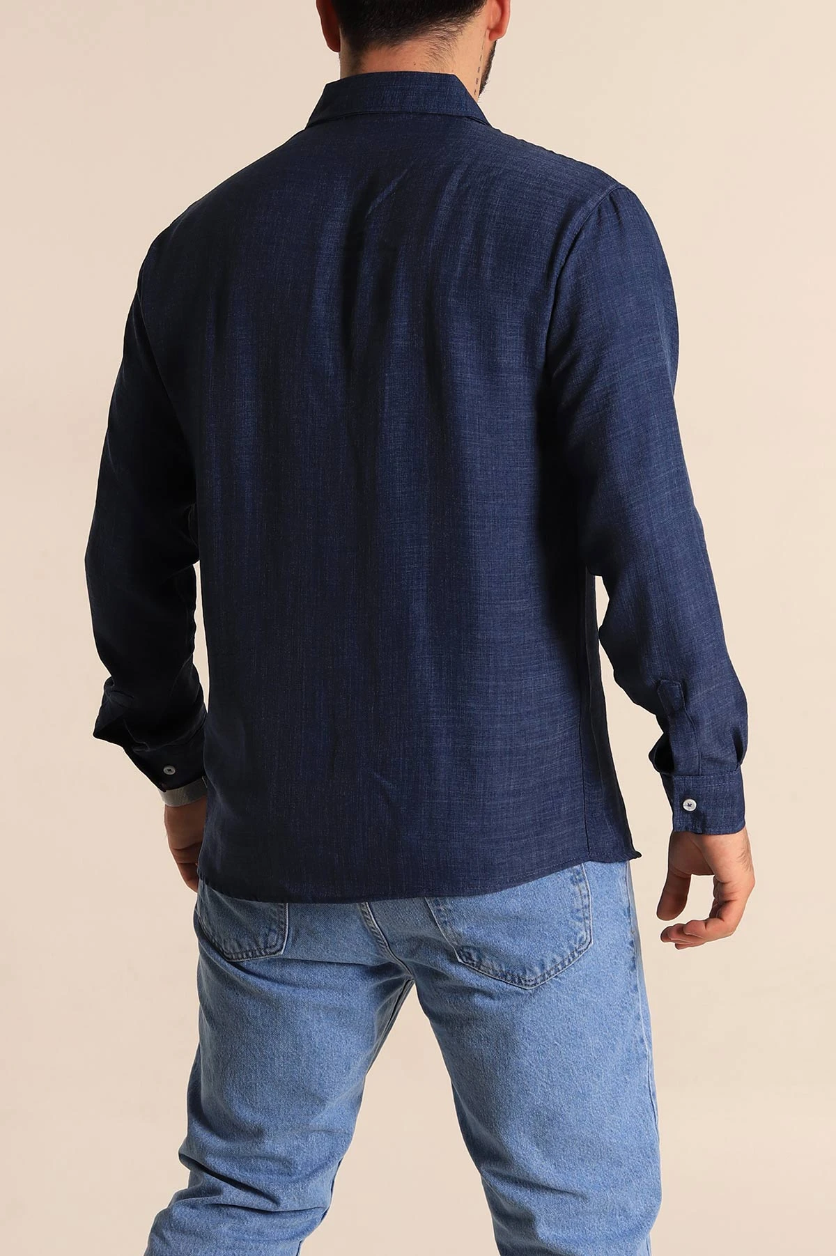 İndigo Regular Fit Uzun Kollu Keten Erkek Gömlek 275552