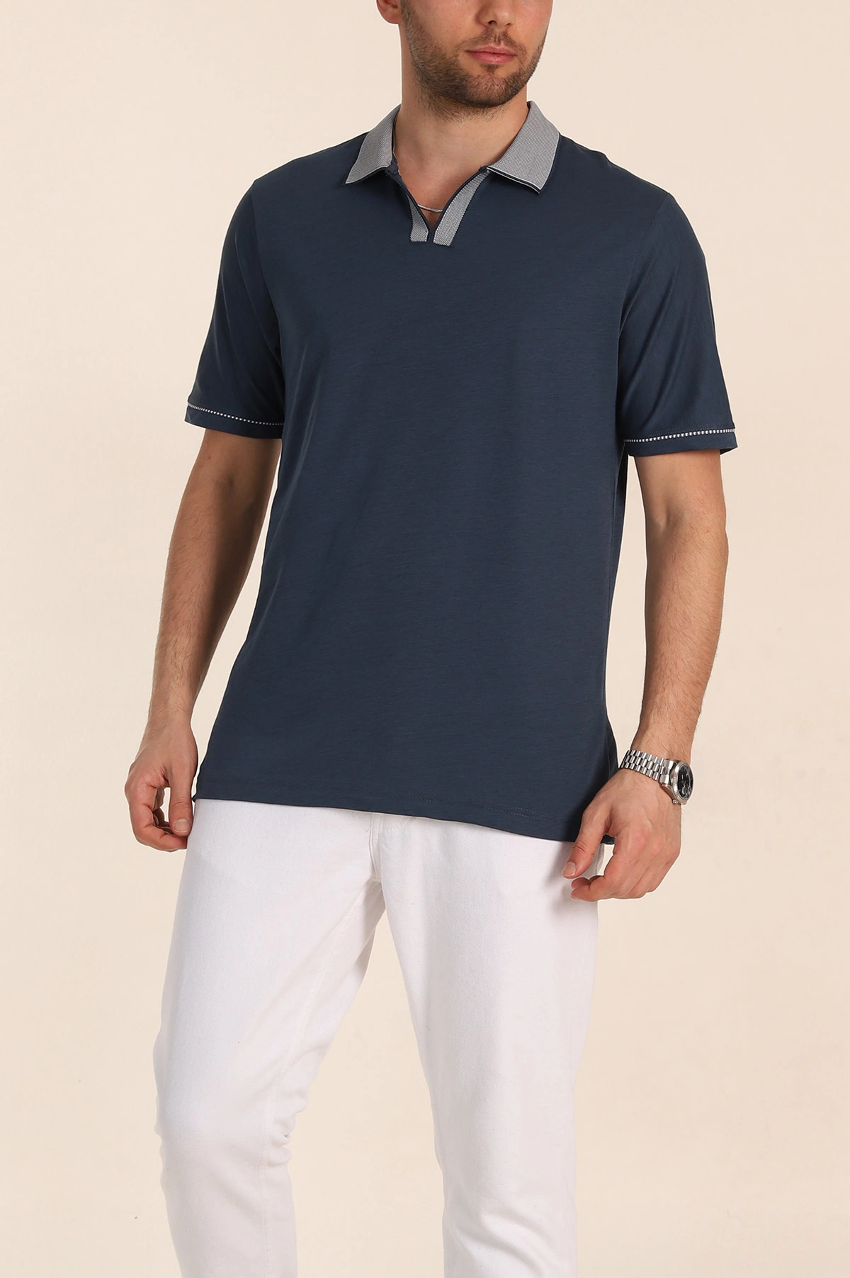 İndigo Regular Fit V Patlı Polo Yaka Erkek Tişört 349810