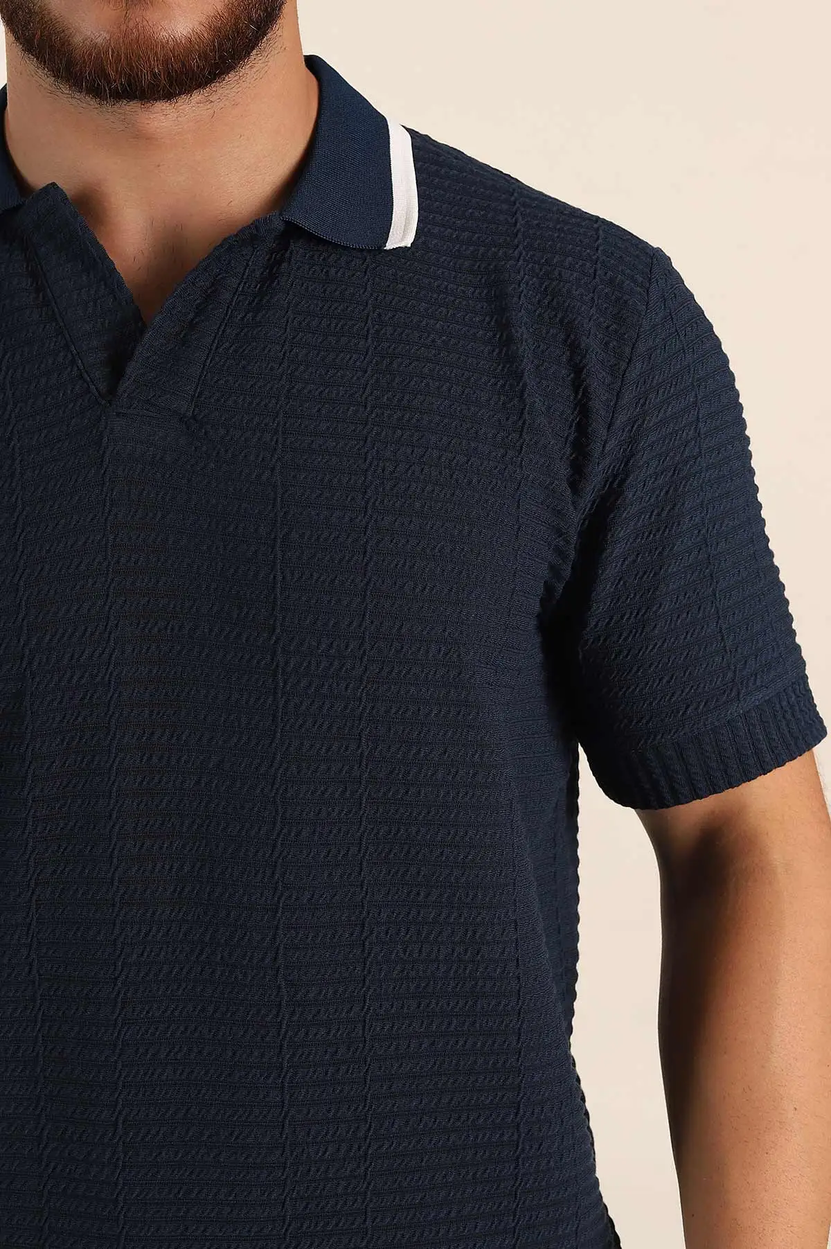 İndigo Relaxed Fit Çizgi Detaylı Polo Yaka Erkek Tişört 370321