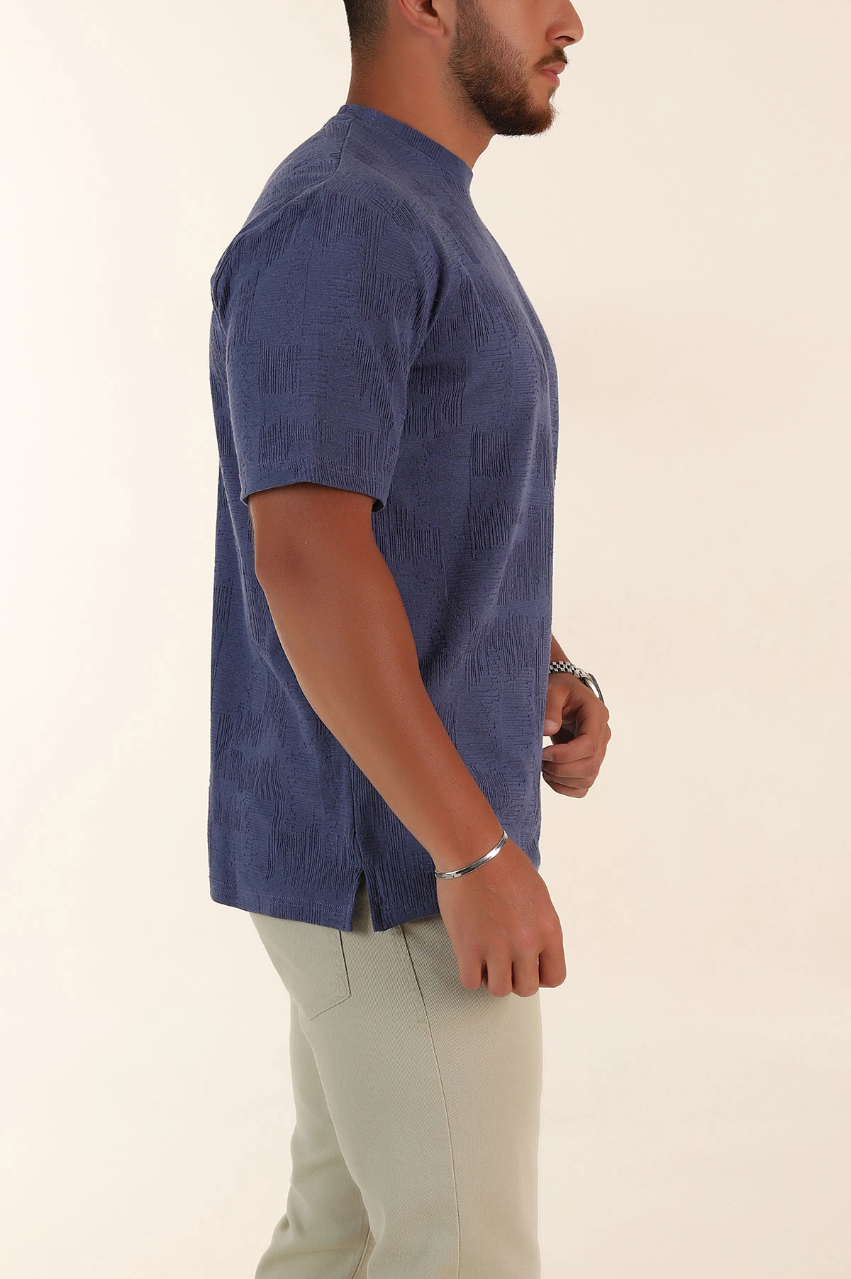 İndigo Relaxed Fit Dokulu Erkek Tişört 358016