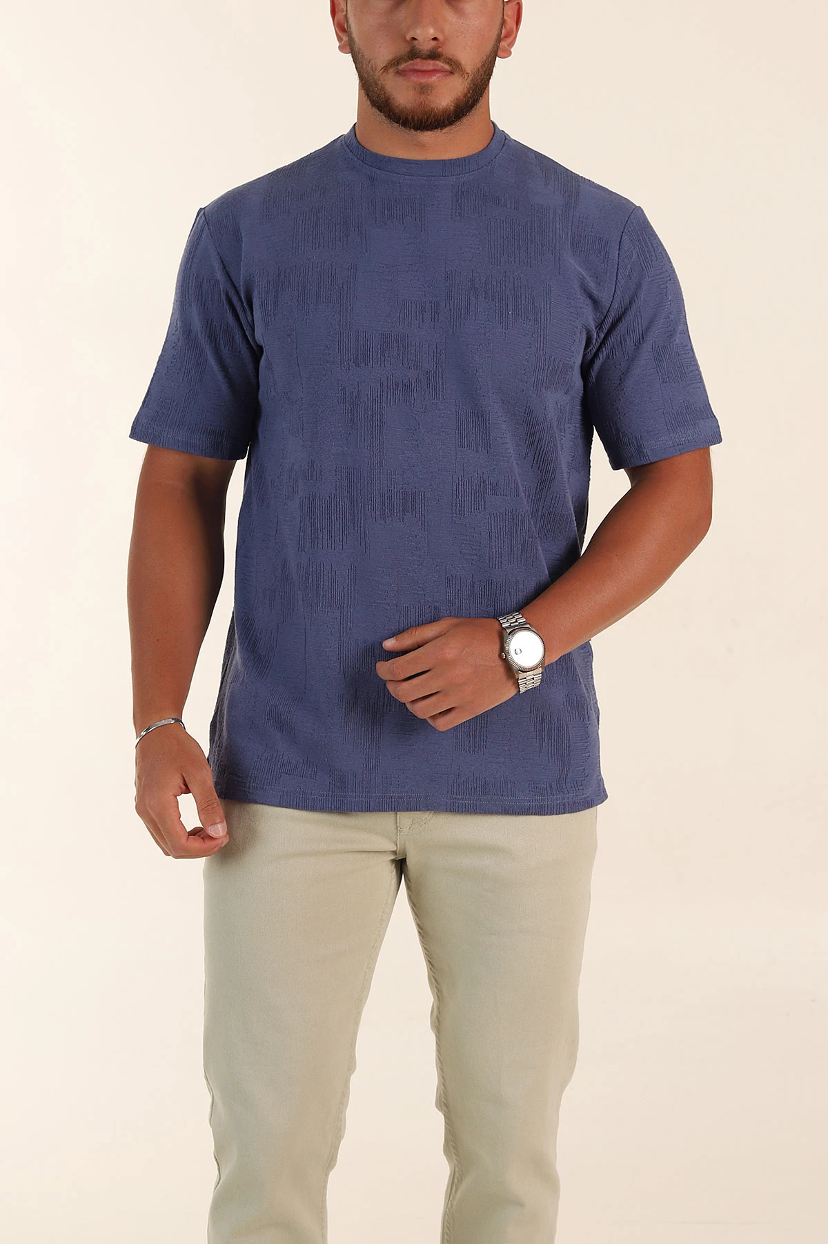 İndigo Relaxed Fit Dokulu Erkek Tişört 358016