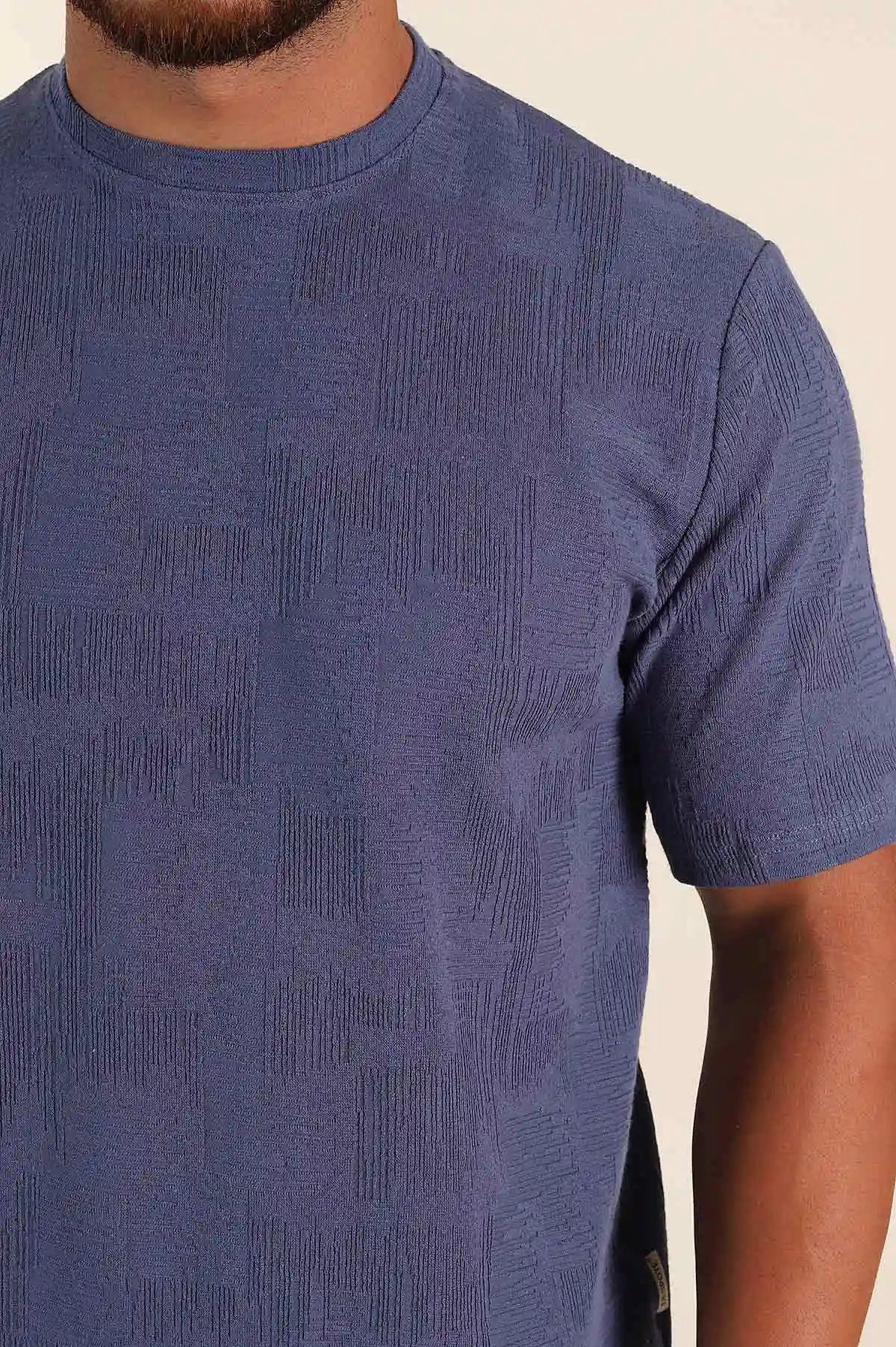 İndigo Relaxed Fit Dokulu Erkek Tişört 358016