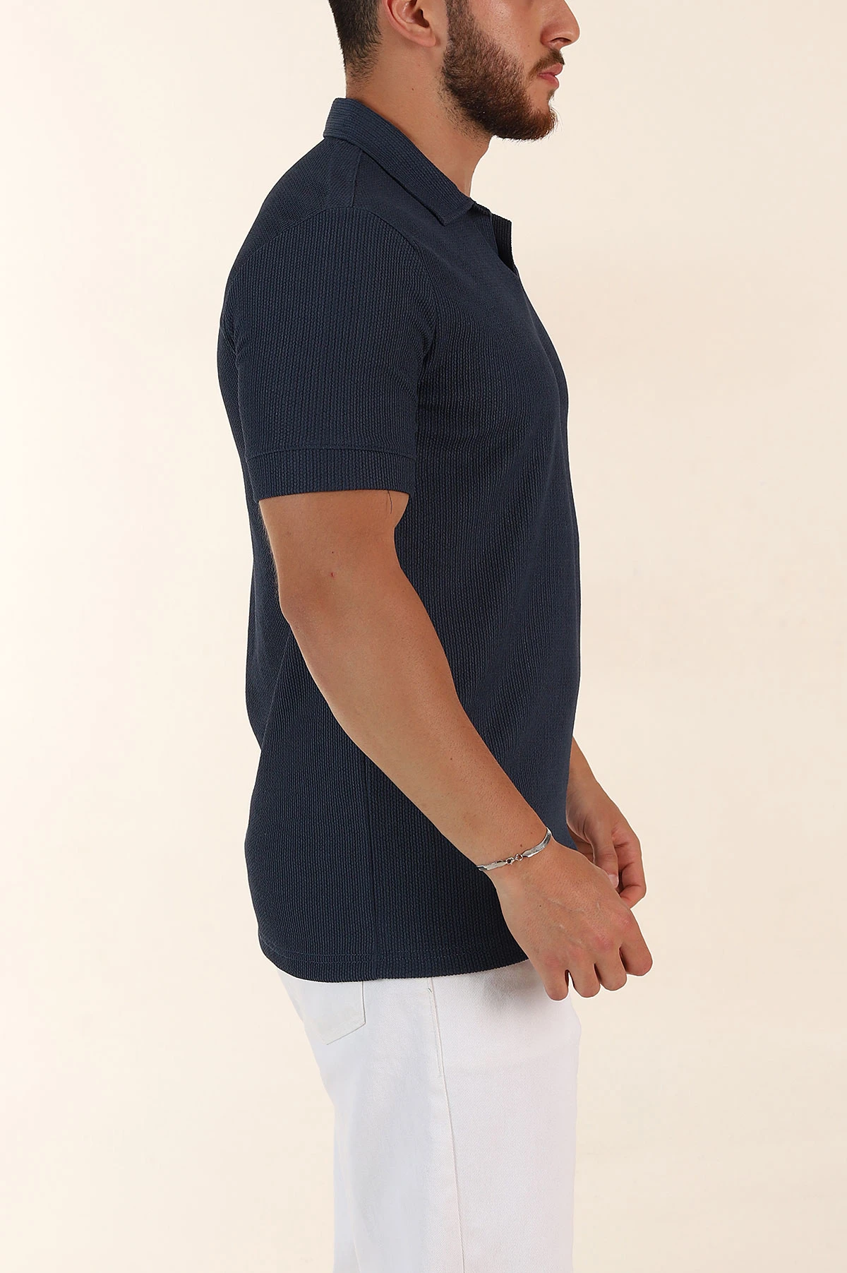 İndigo Relaxed Fit Dokulu Patlı Polo Yaka Erkek Tişört 370268