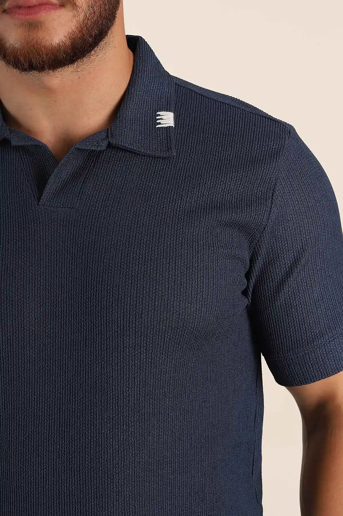 İndigo Relaxed Fit Dokulu Patlı Polo Yaka Erkek Tişört 370268