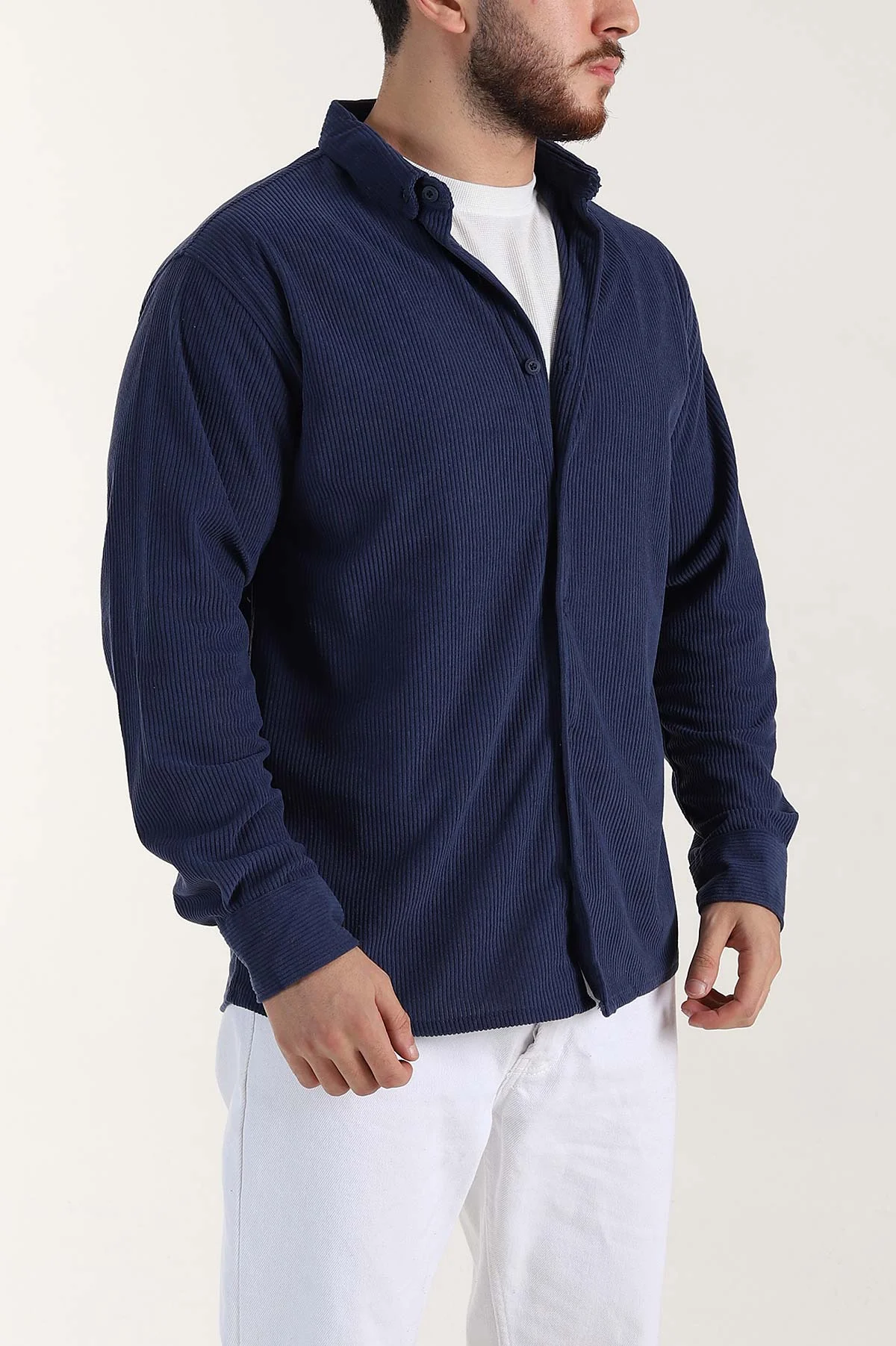 İndigo Relaxed Fit Fitilli Kadife Erkek Gömlek 400095