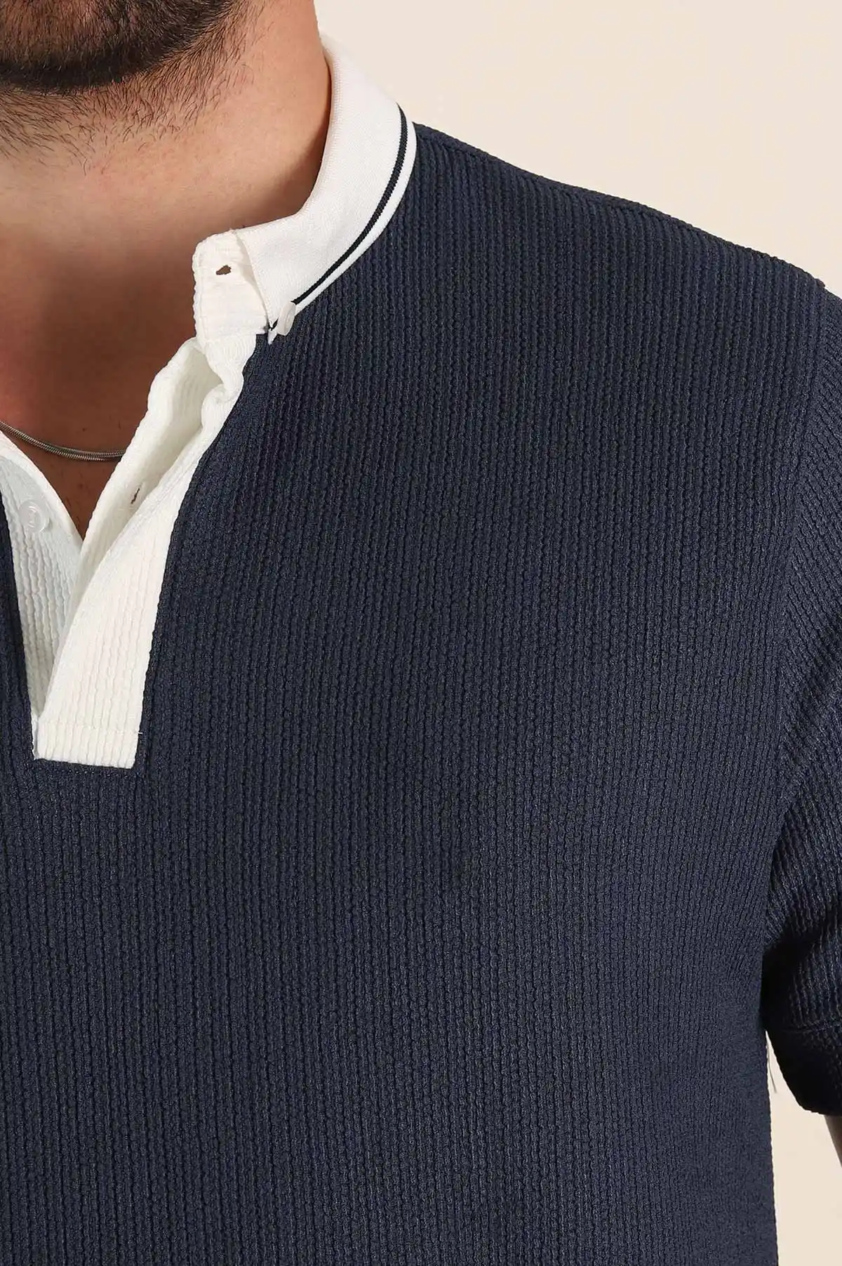 İndigo Relaxed Fit Gizi Düğmeli Polo Yaka Erkek Tişört 370273