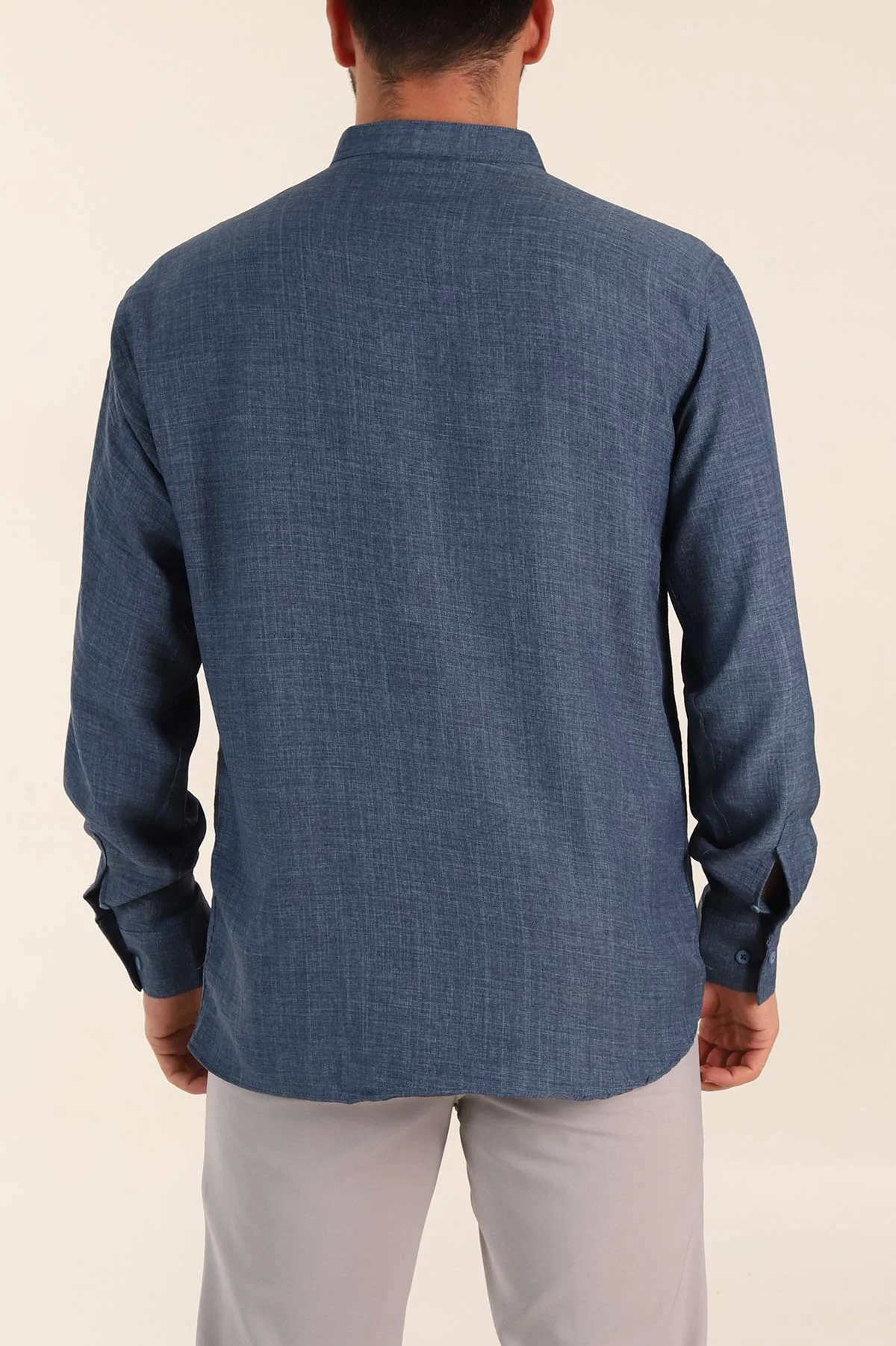 İndigo Relaxed Fit Hakim Yaka Yarım Düğmeli Erkek Gömlek 369855