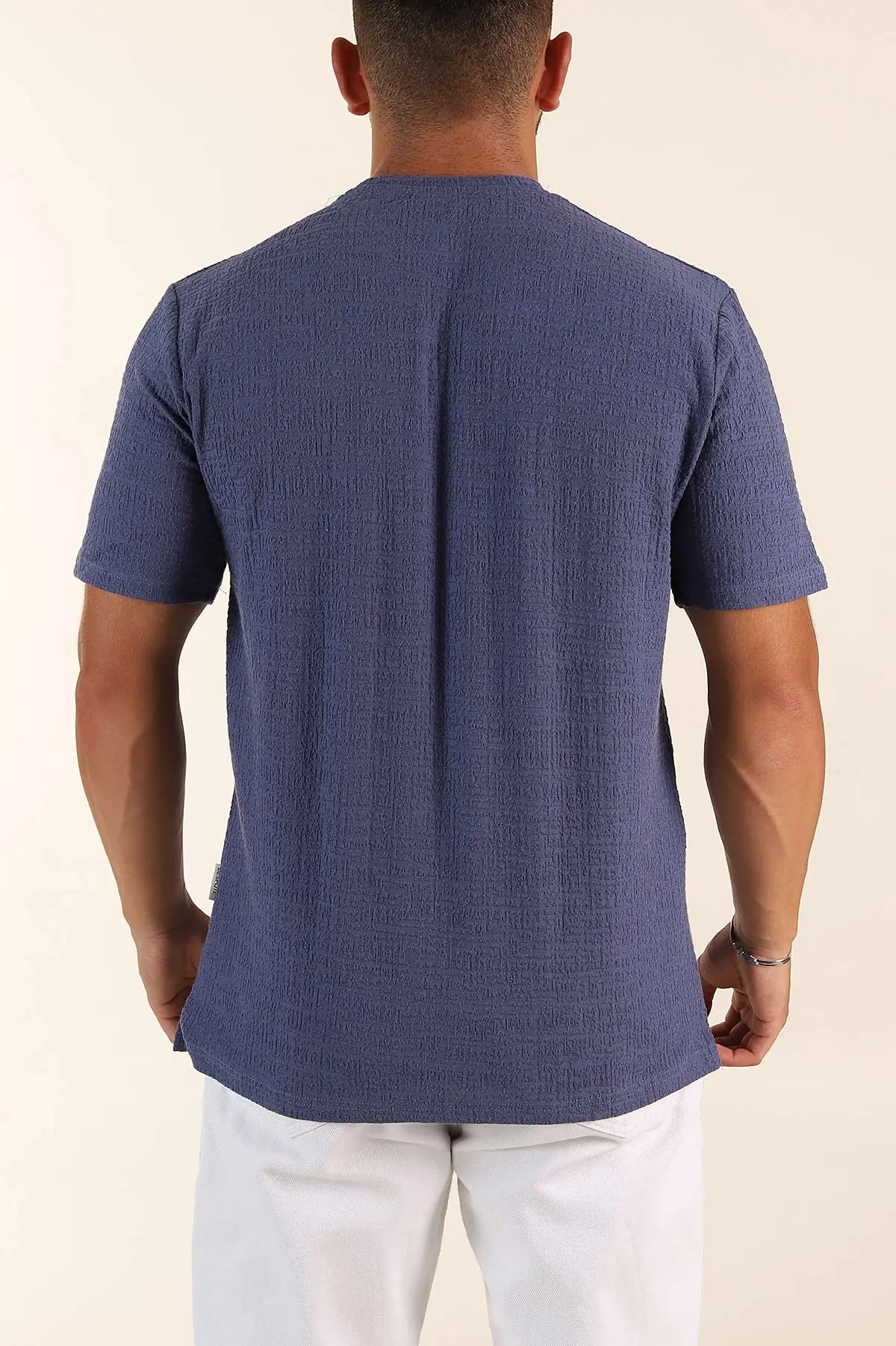 İndigo Relaxed Fit Kabartma Desenli Basic Erkek Tişört 358109