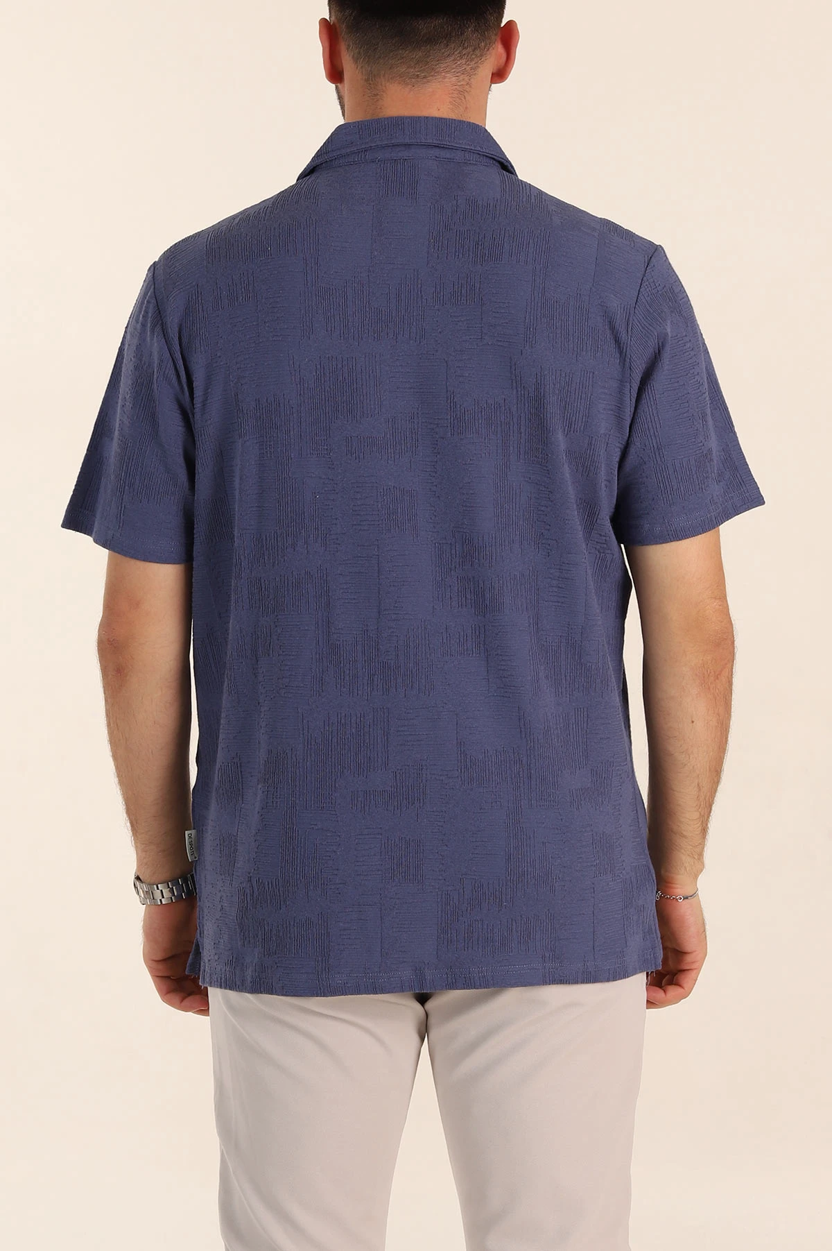 İndigo Relaxed Fit Kabartma Desenli Patlı Polo Yaka Erkek Tişört 358101