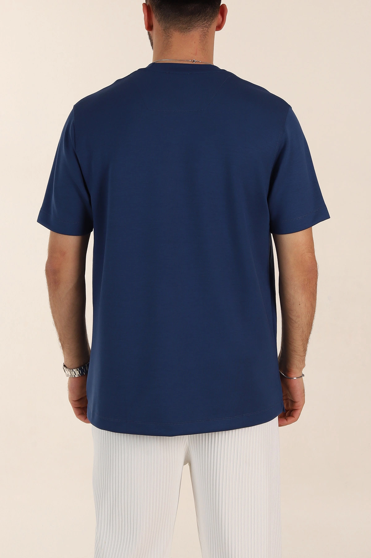 İndigo Relaxed Fit Kabartma Yazı Detaylı Erkek Tişört 358650