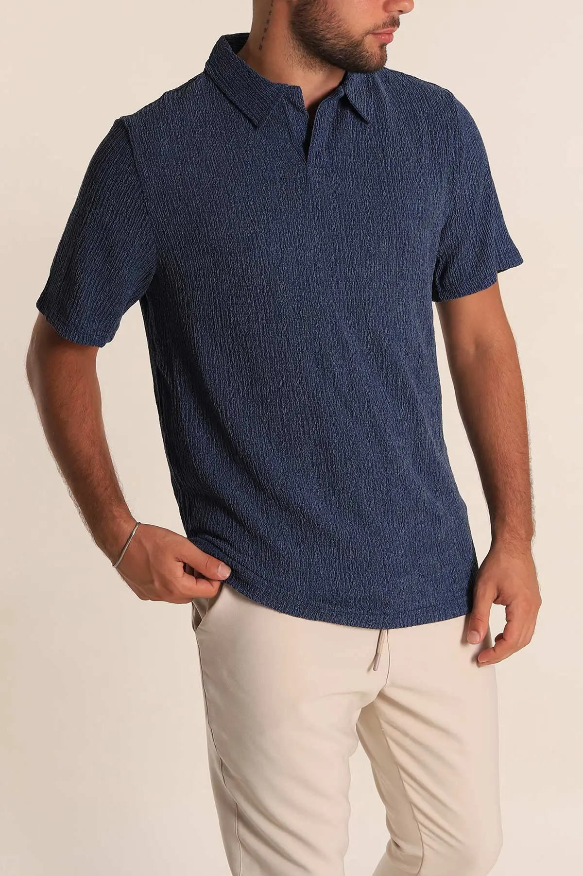 İndigo Relaxed Fit Melanjlı Patlı Polo Yaka Erkek Tişört 267627