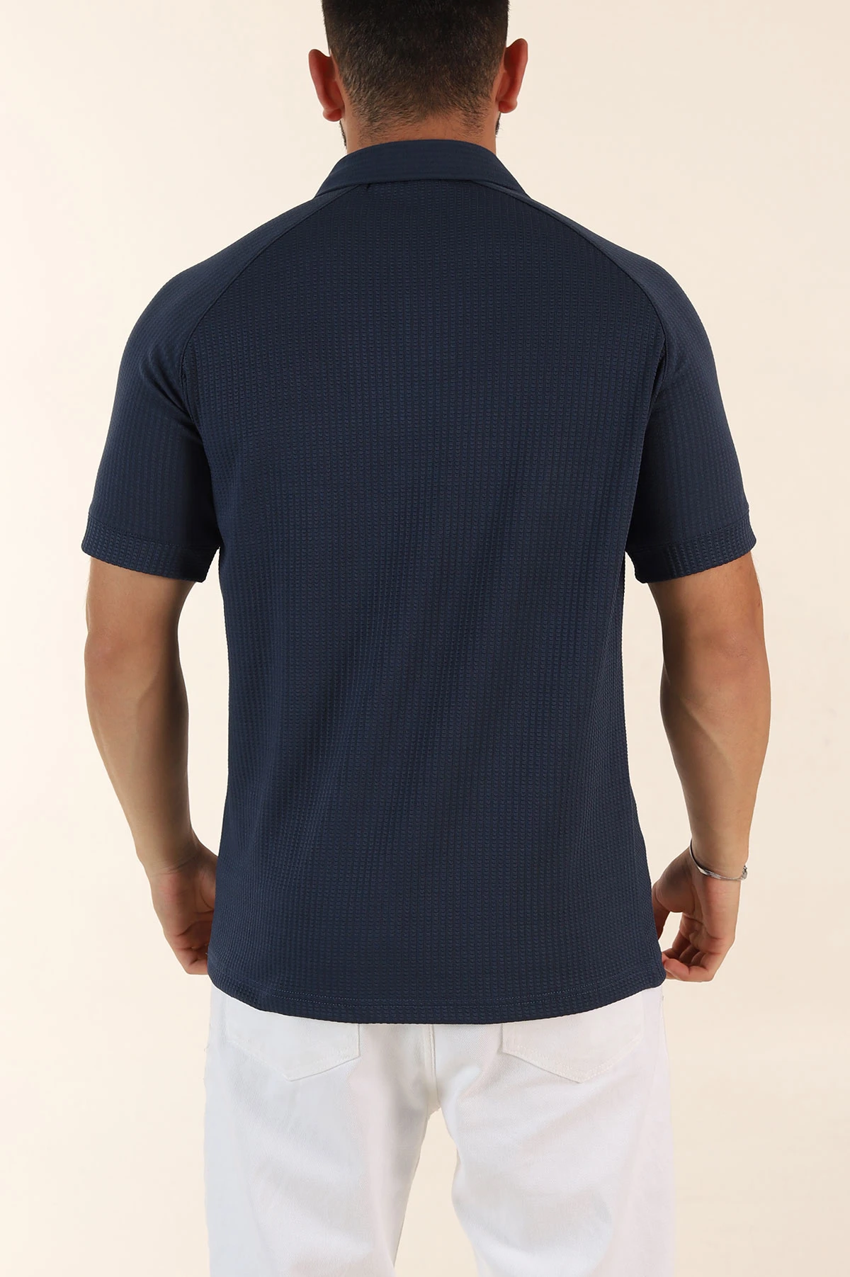 İndigo Relaxed Fit Petek Dokulu Patlı Polo Yaka Erkek Tişört 370256