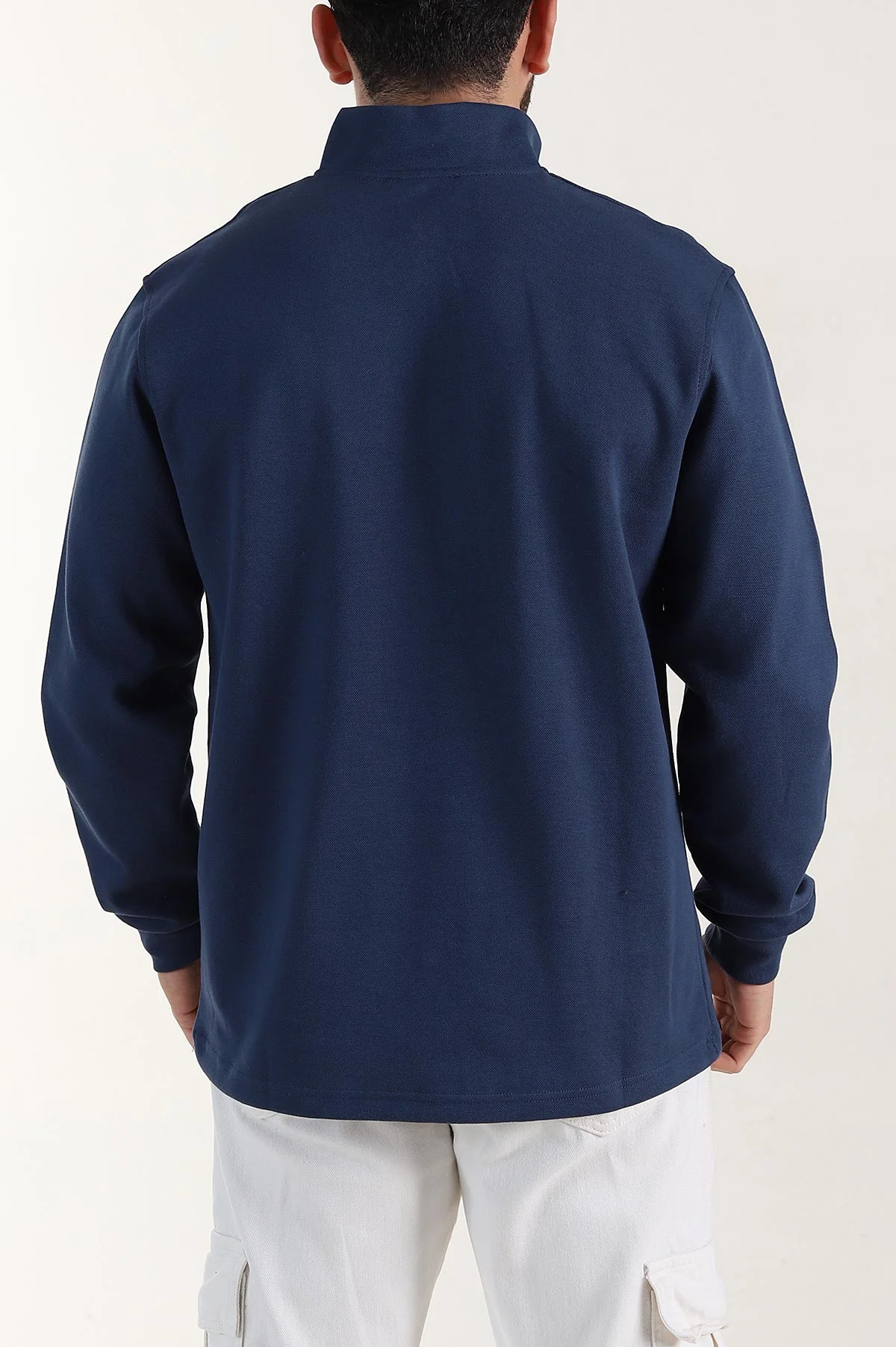 İndigo Relaxed Fit Pike Dokulu Yarım Fermuarlı Erkek Sweatshirt 400876