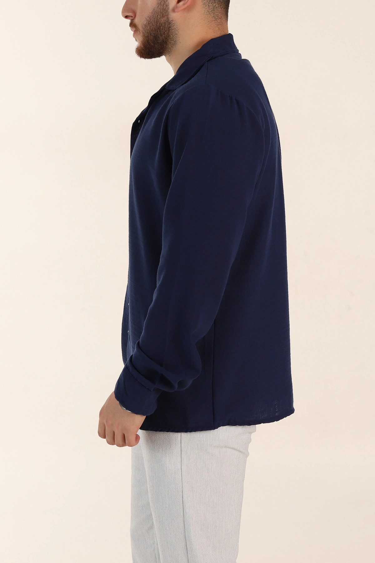 İndigo Relaxed Fit Uzun Kollu Apaş Yaka Erkek Gömlek 367434