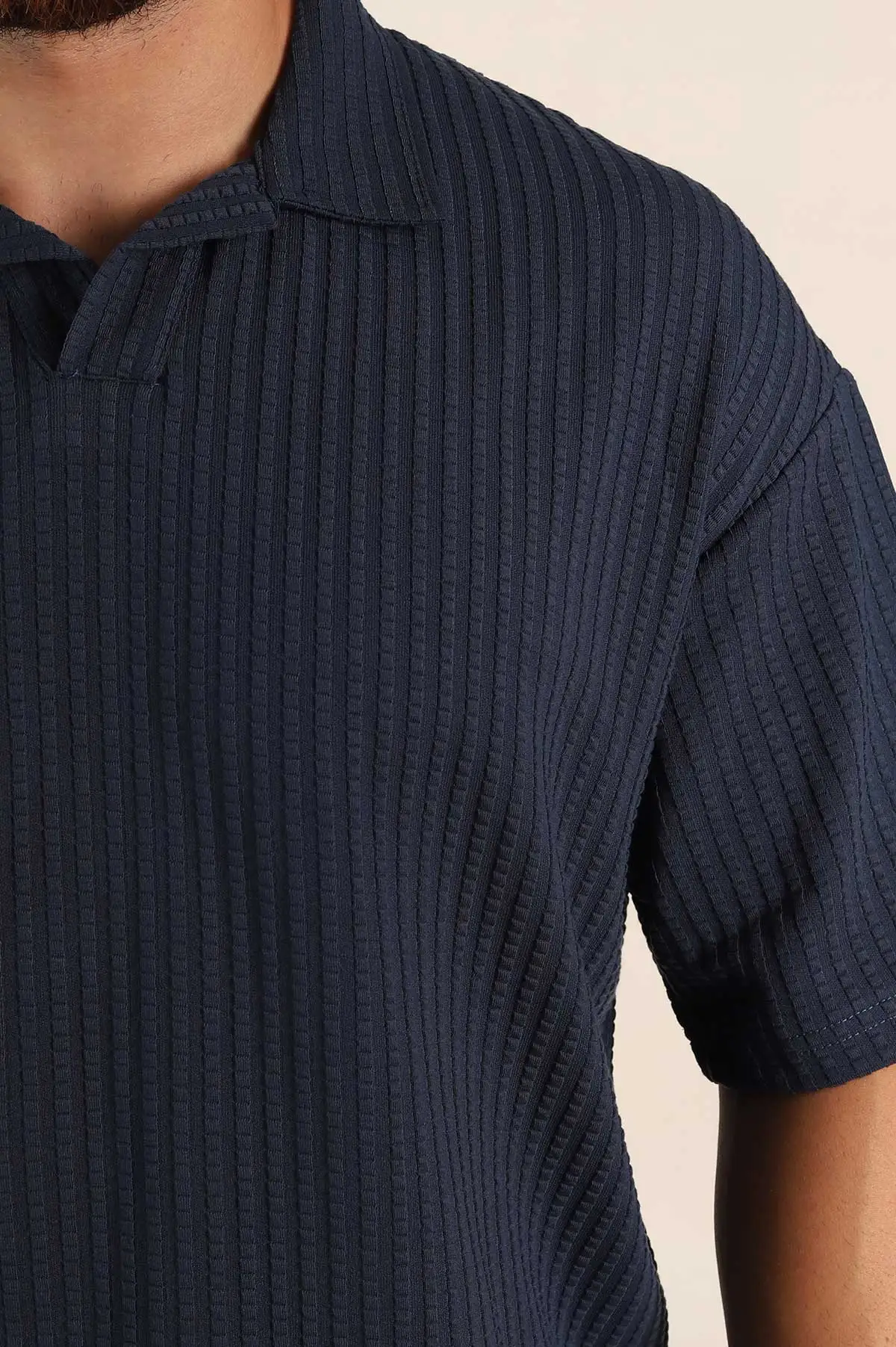 İndigo Relaxed Fit Waffle Dokulu Patlı Polo Yaka Erkek Tişört 370298
