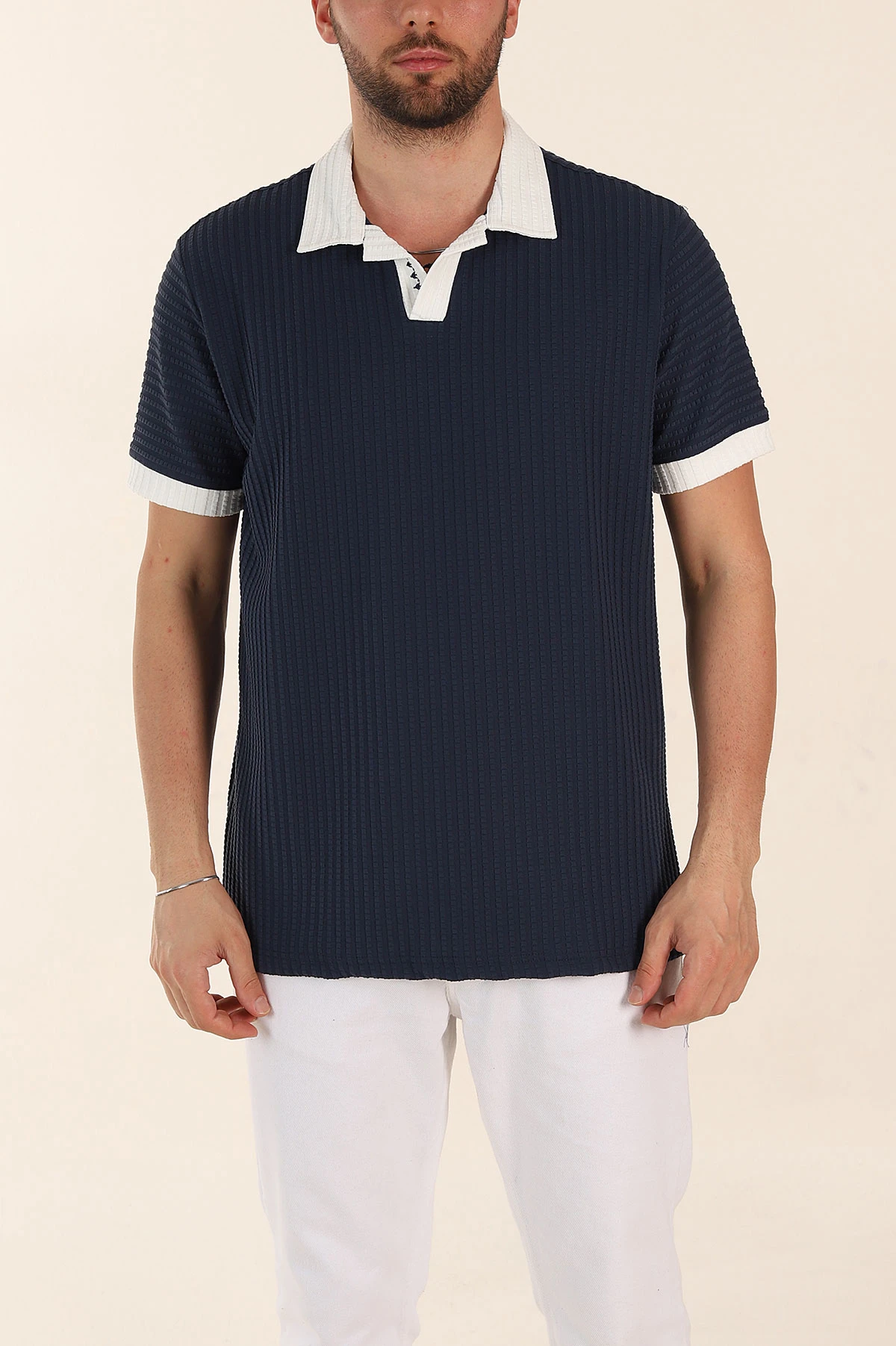 İndigo Relaxed Fit Waffle Dokulu Polo Yaka Erkek Tişört 370347