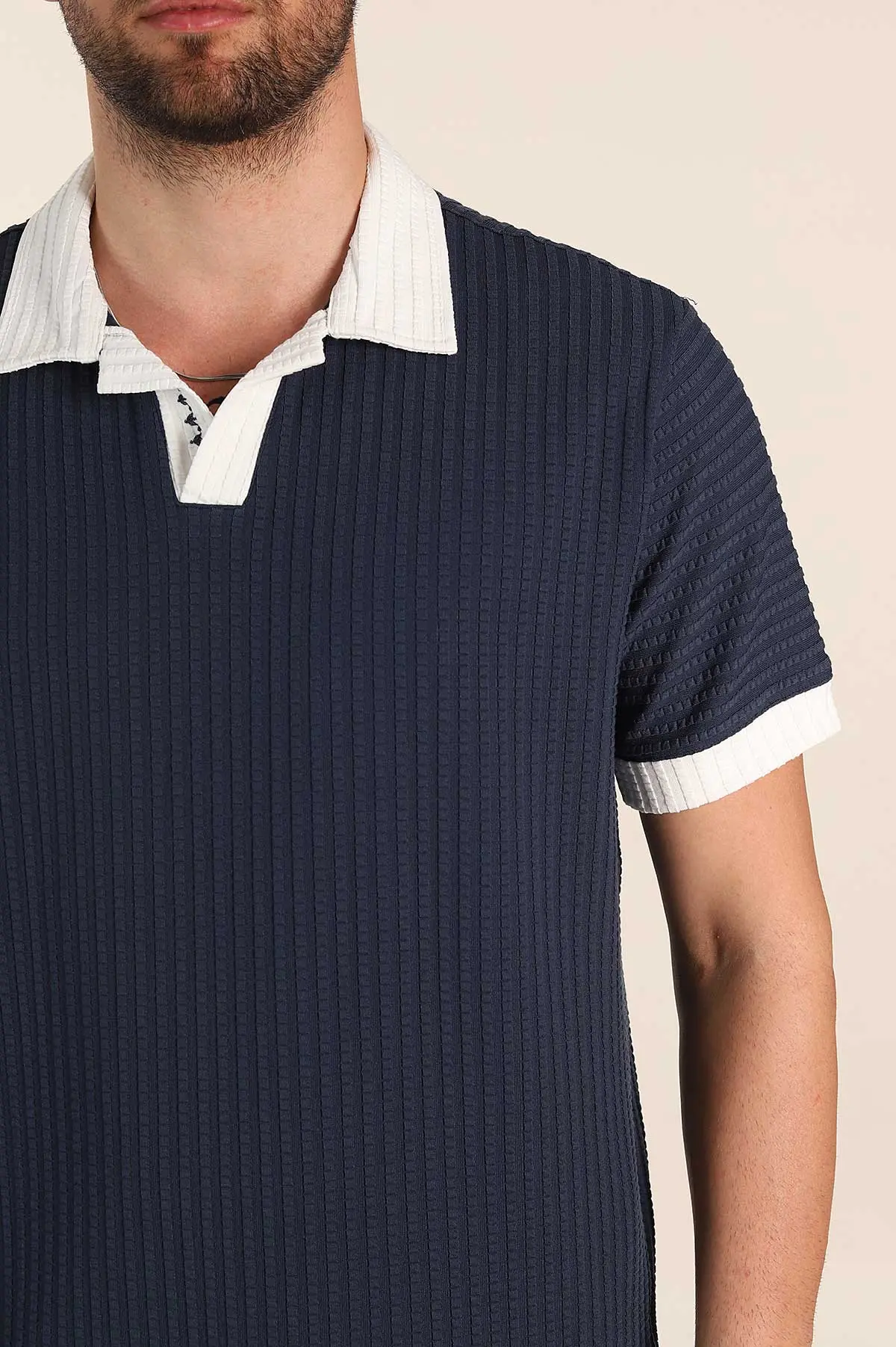 İndigo Relaxed Fit Waffle Dokulu Polo Yaka Erkek Tişört 370347