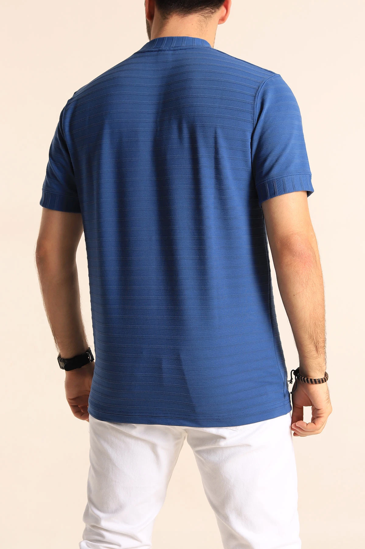 İndigo Slim Fit Çizgi Detay Likralı Erkek Tişört 248119