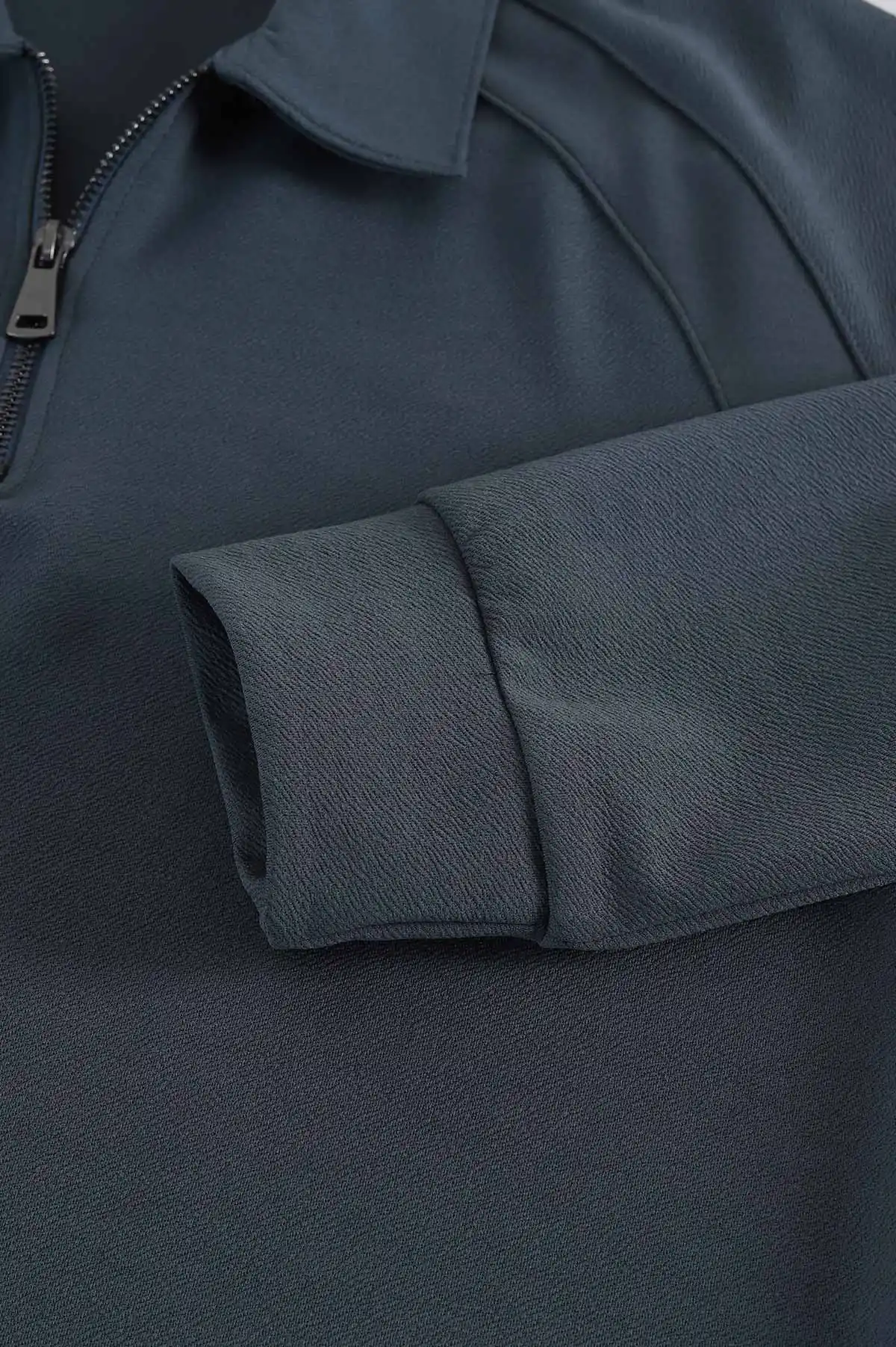 İndigo Yarım Fermuarlı Polo Yaka Erkek Sweatshirt 397126