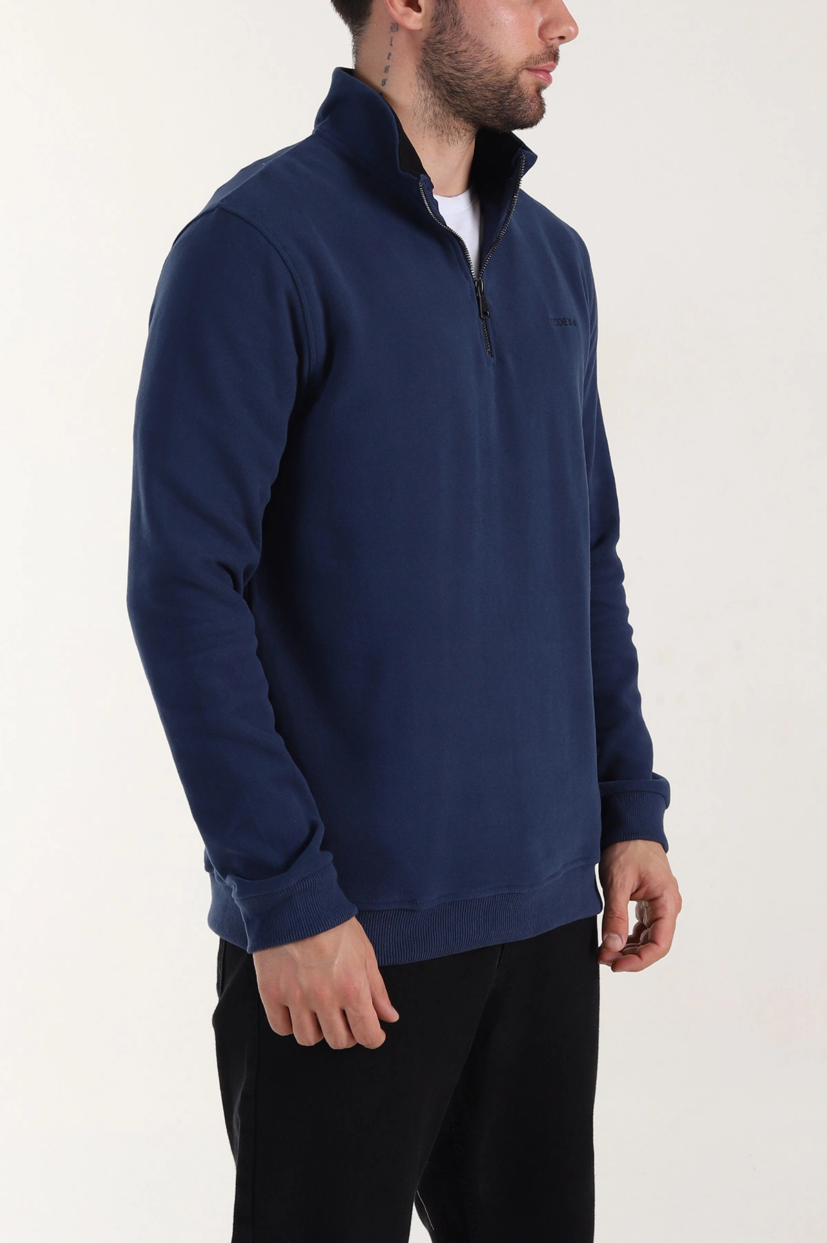 İndigo Yarım Fermuarlı Polo Yaka Erkek Sweatshirt 410879