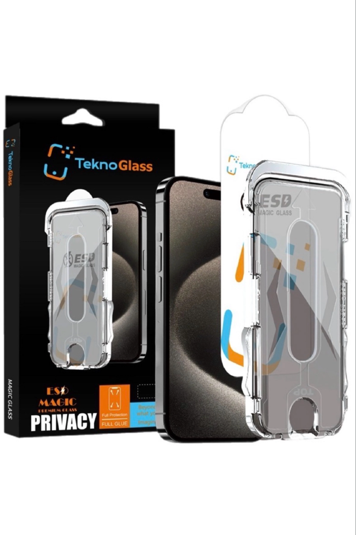 iPhone 15 Uyumlu Magic Box Privacy Glass Kolay Uygulama Aparatlı Hayalet Cam Ekran Koruyucu 431200