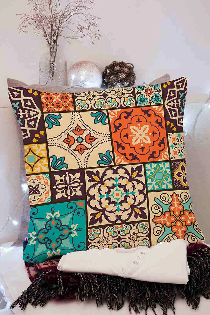 Kahve 43x43 Dijital Baskılı Fermuarlı Modern Kırlent Kılıfı 252231