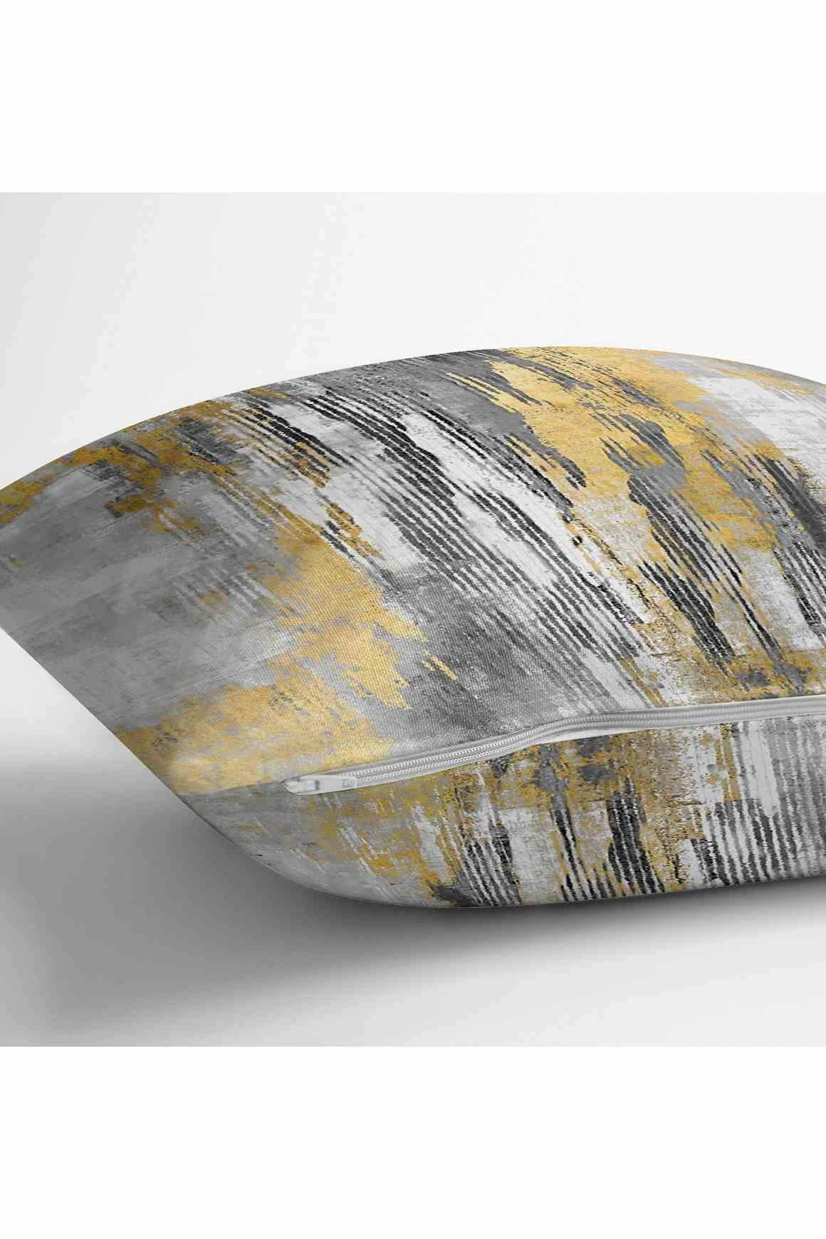 Sarı 43x43 Dijital Baskılı Fermuarlı Modern Kırlent Kılıfı 252271