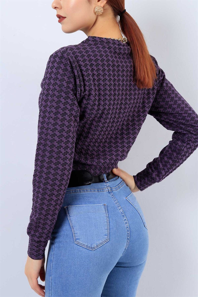 Kabartma Desenli Mor Sweat 21902B