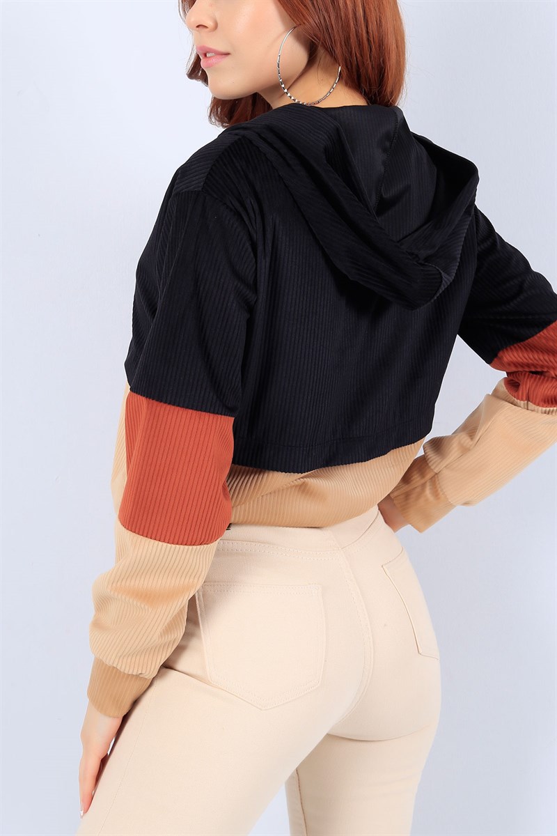 Kadife Fitilli Siyah Bayan Ceket 22260B