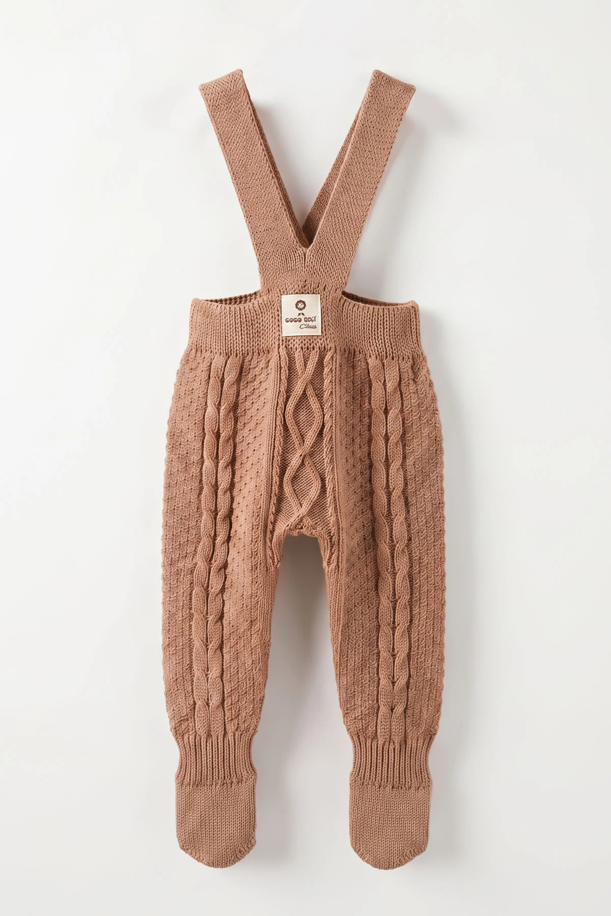 Kahve (0-12 Ay) Örgülü Ayaklı Unisex Bebek Triko Salopet 474321