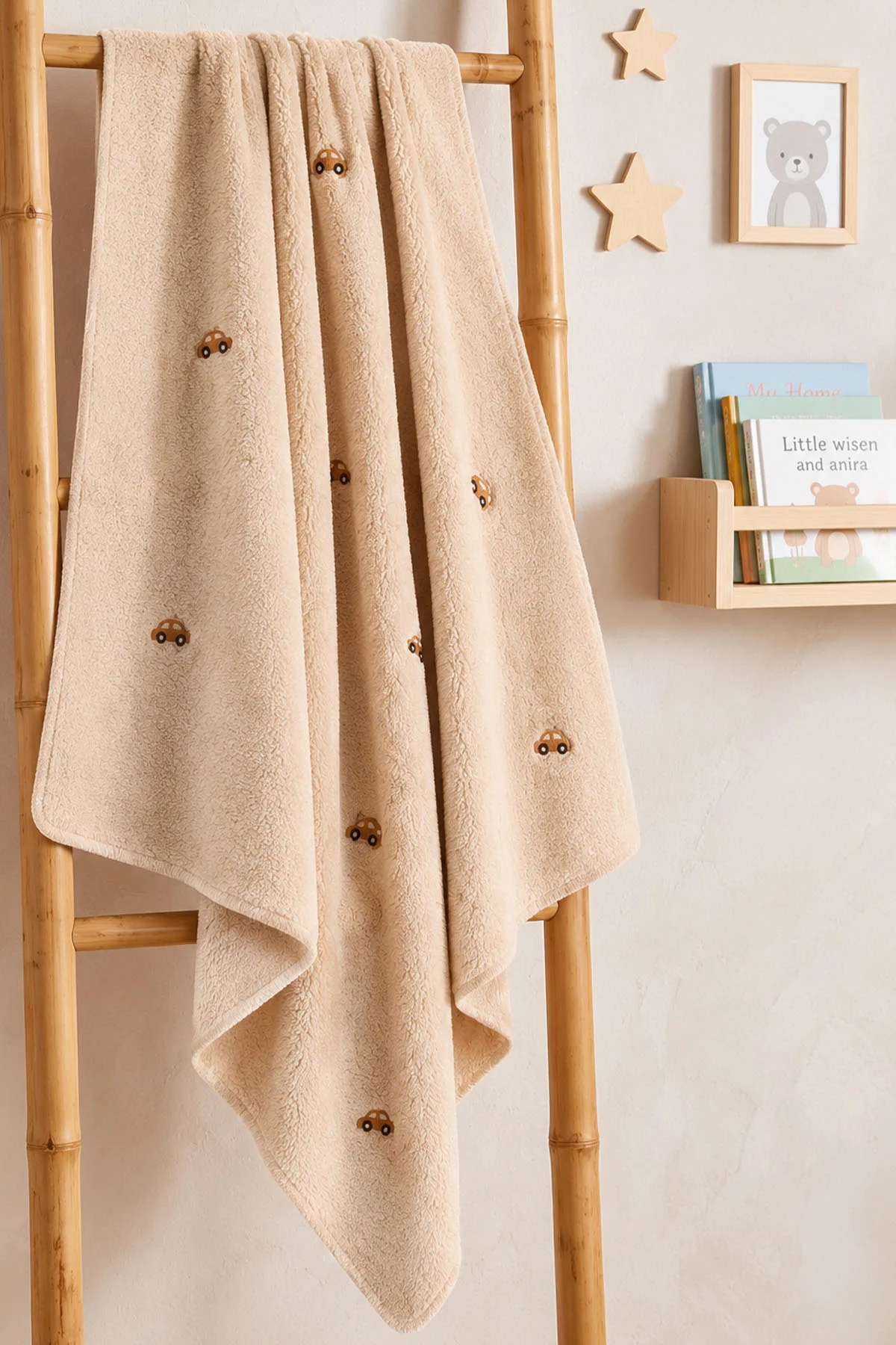 Kahve (0-18 Ay) Araba Nakışlı Wellsoftt Bebek Battaniye 493872