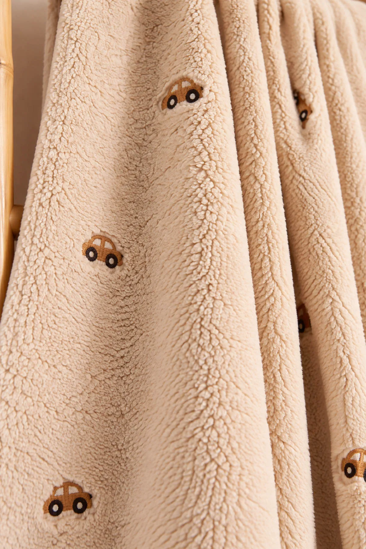 Kahve (0-18 Ay) Araba Nakışlı Wellsoftt Bebek Battaniye 493872
