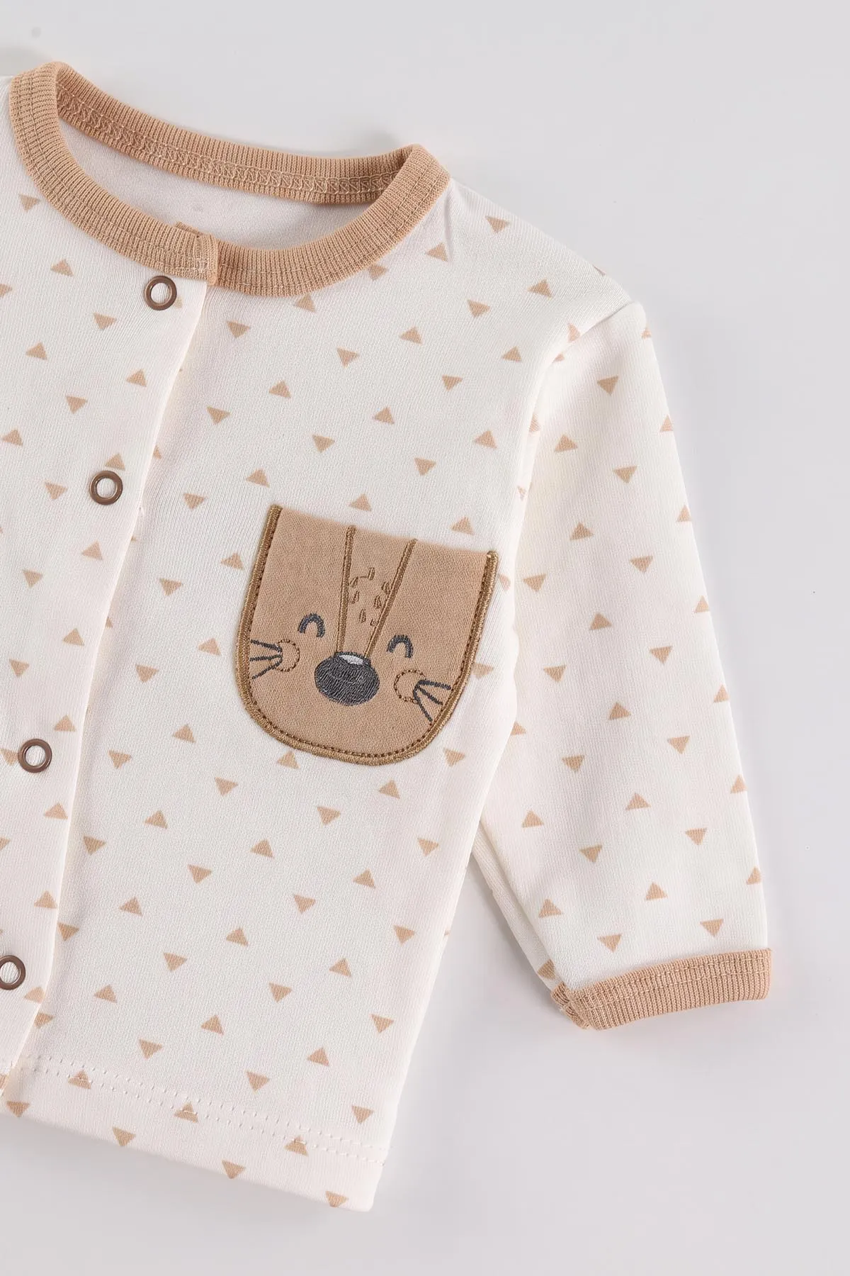 Kahve (0-3 Ay) Kedi  Nakışlı Yenidoğan Organic  Erkek Bebek 10'lu Zıbın ve Hastane Çıkış Setleri 475448