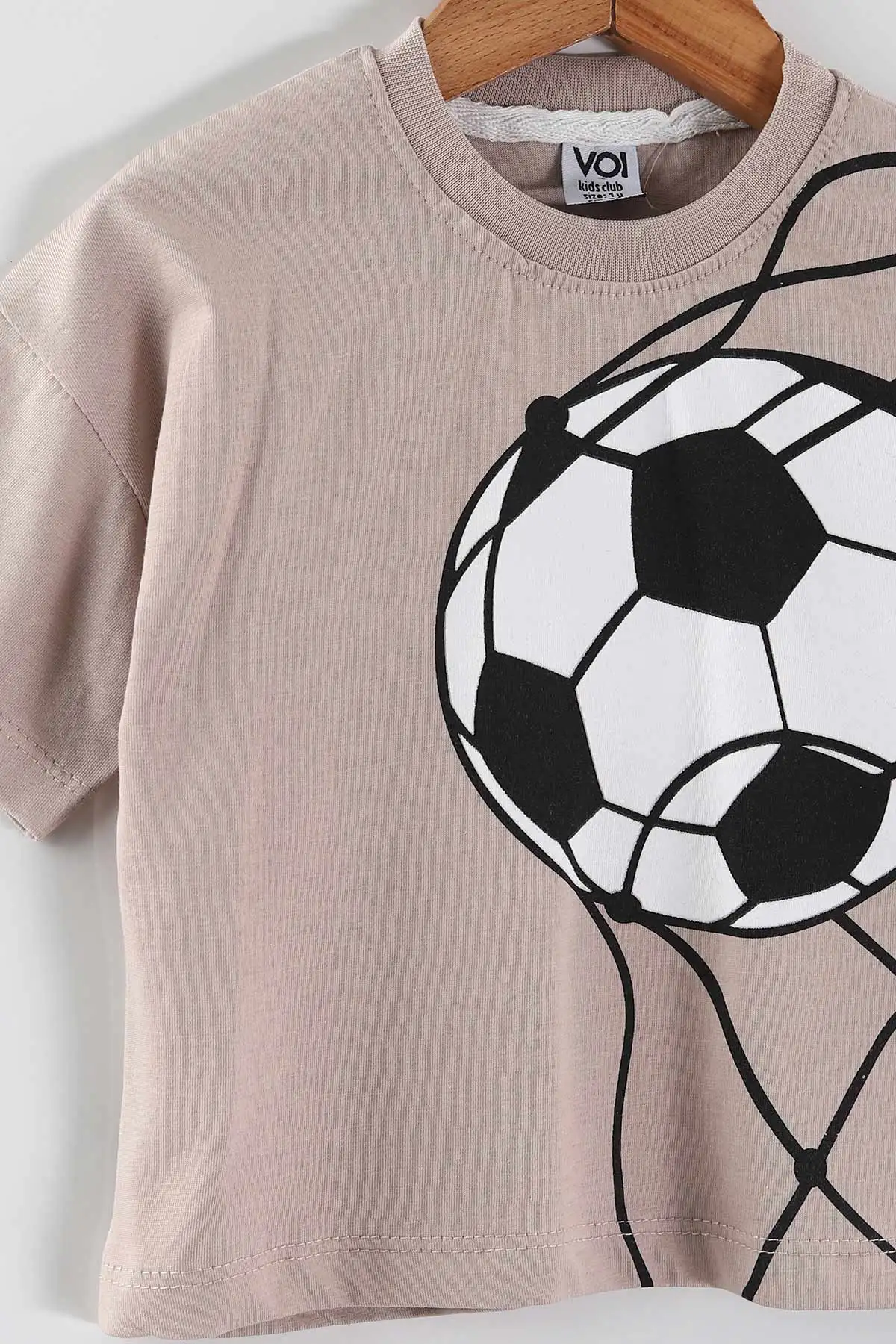Kahve (0-4 Yaş) Futbol Topu Baskılı Tişörtlü Şortlu Süprem Erkek Çocuk Yazlık Takım 457379