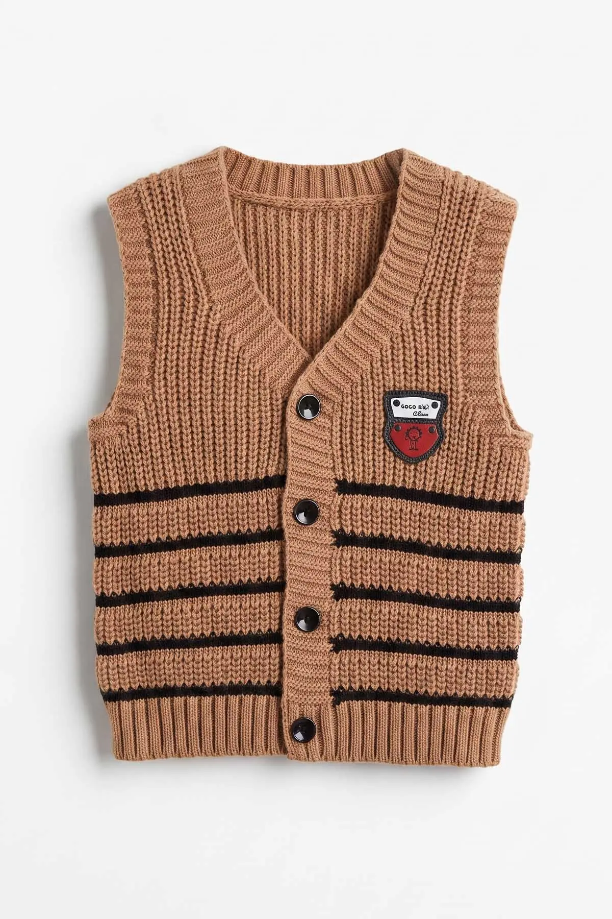 Kahve (0-5 Yaş) Armalı Çizgili Erkek Çocuk Yelek 474335