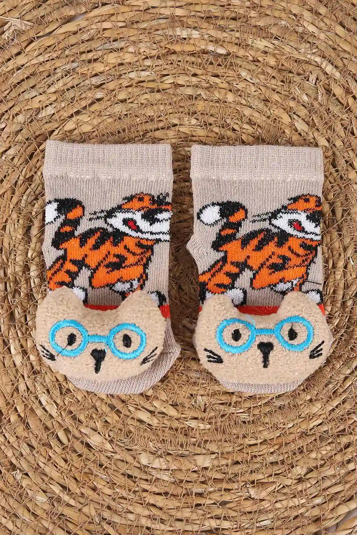 Kahve (0-6 Ay) Oyuncaklı Erkek Bebek Çorap 467453
