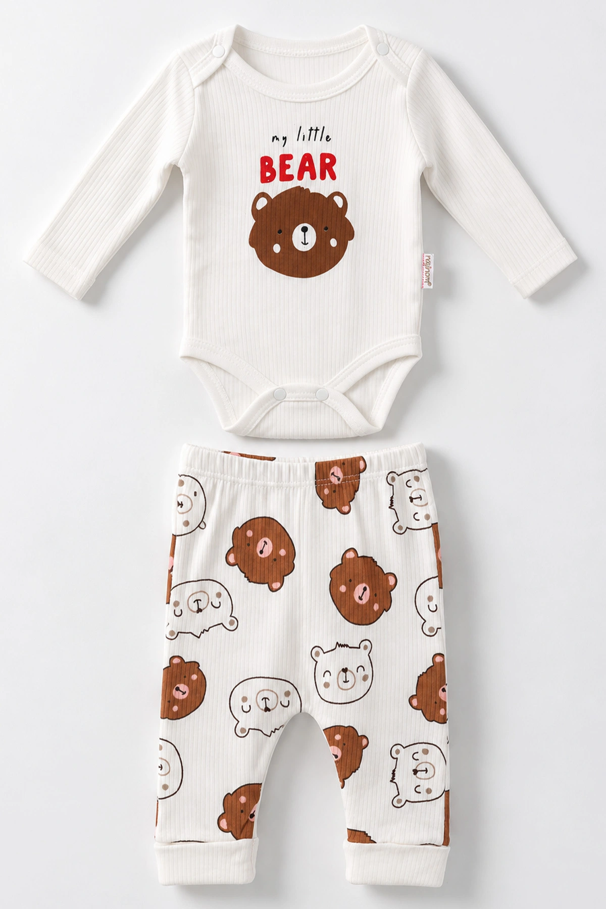Kahve (0-9 Ay)  Ayıcık Baskılı Raporlu Erkek Bebek Takım 480461