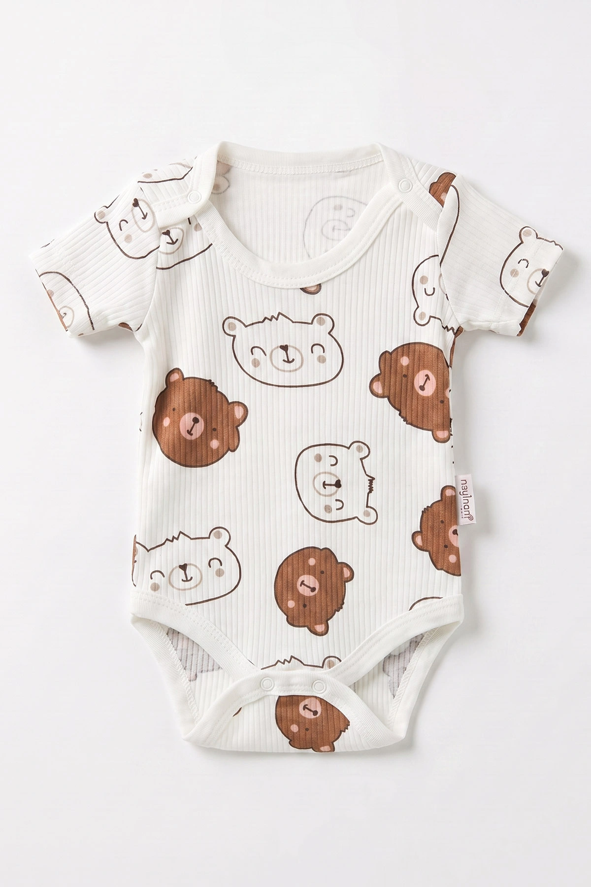 Kahve (0-9 Ay )  Ayıcık Kafası  Baskılı Kısa Kol  Bebek & Çocuk Çıtçıtlı Badi 480428