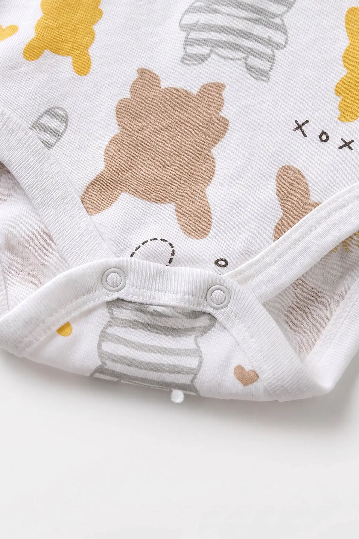 Kahve (0-9 Ay) Tavşan Desenli Uzun Kol Bebek Çıtçıtlı Badi 482326