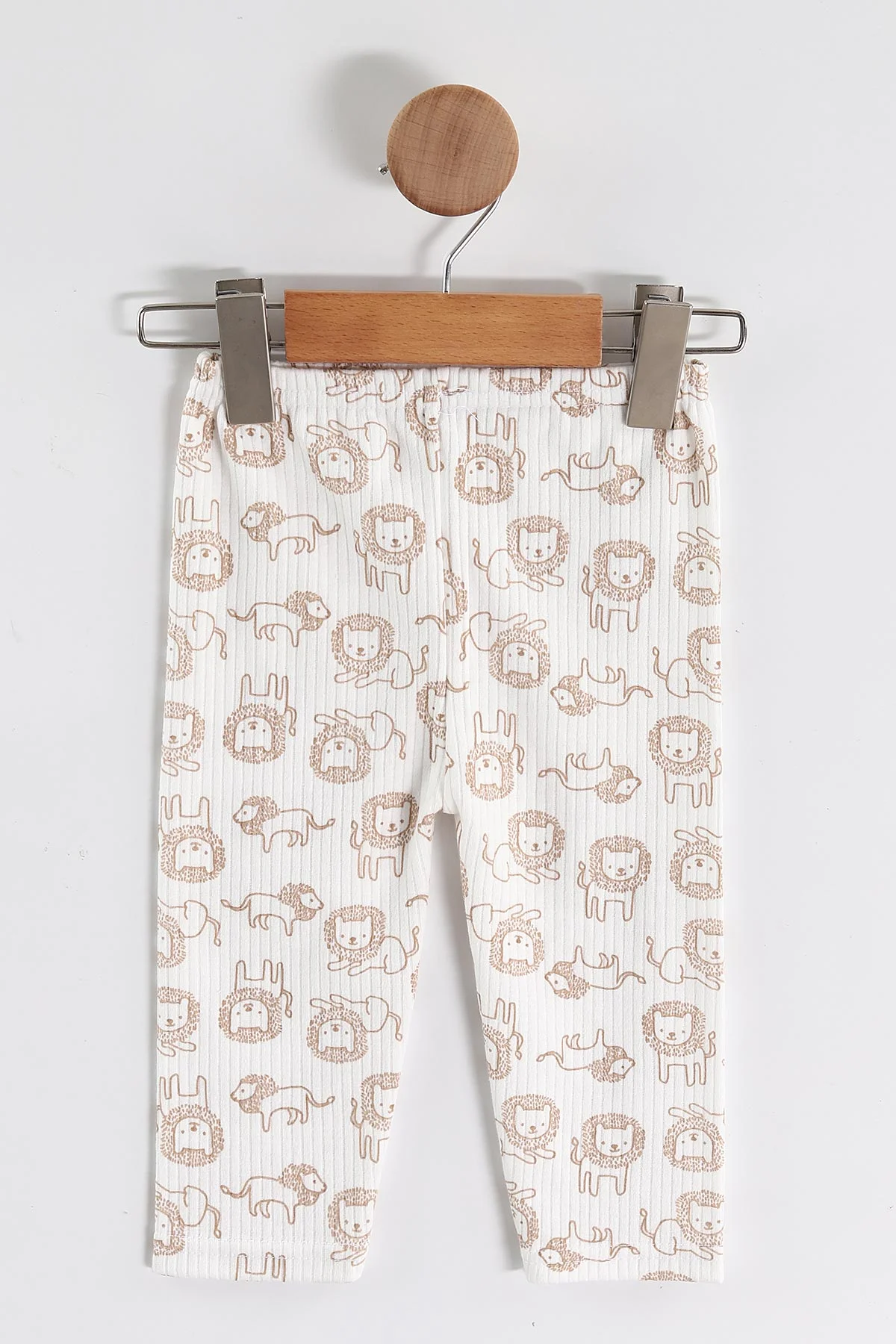 Kahve (1-3 Yaş) Aslan Desenli Raporlu Çocuk Pijama Takım 459402