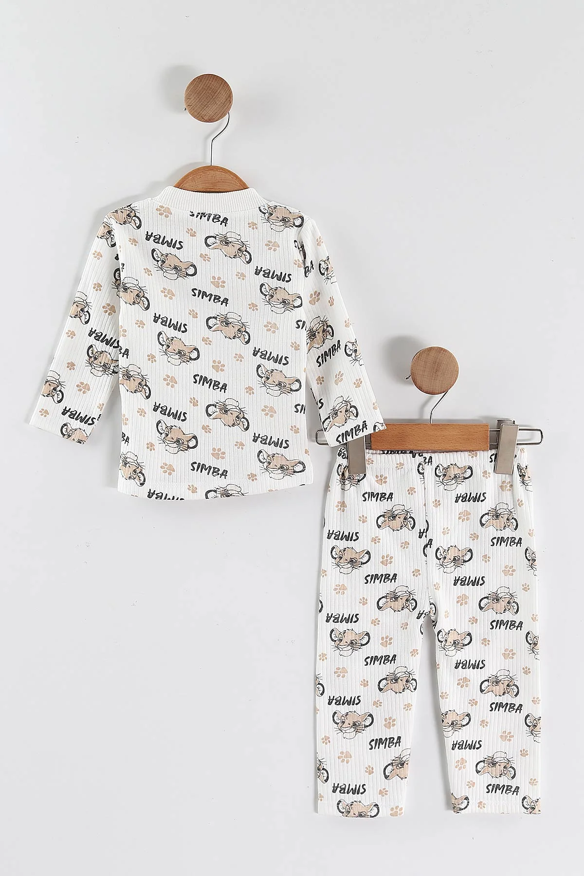 Kahve (1-3 Yaş) Simba Desenli Raporlu Çocuk Pijama Takım 459394