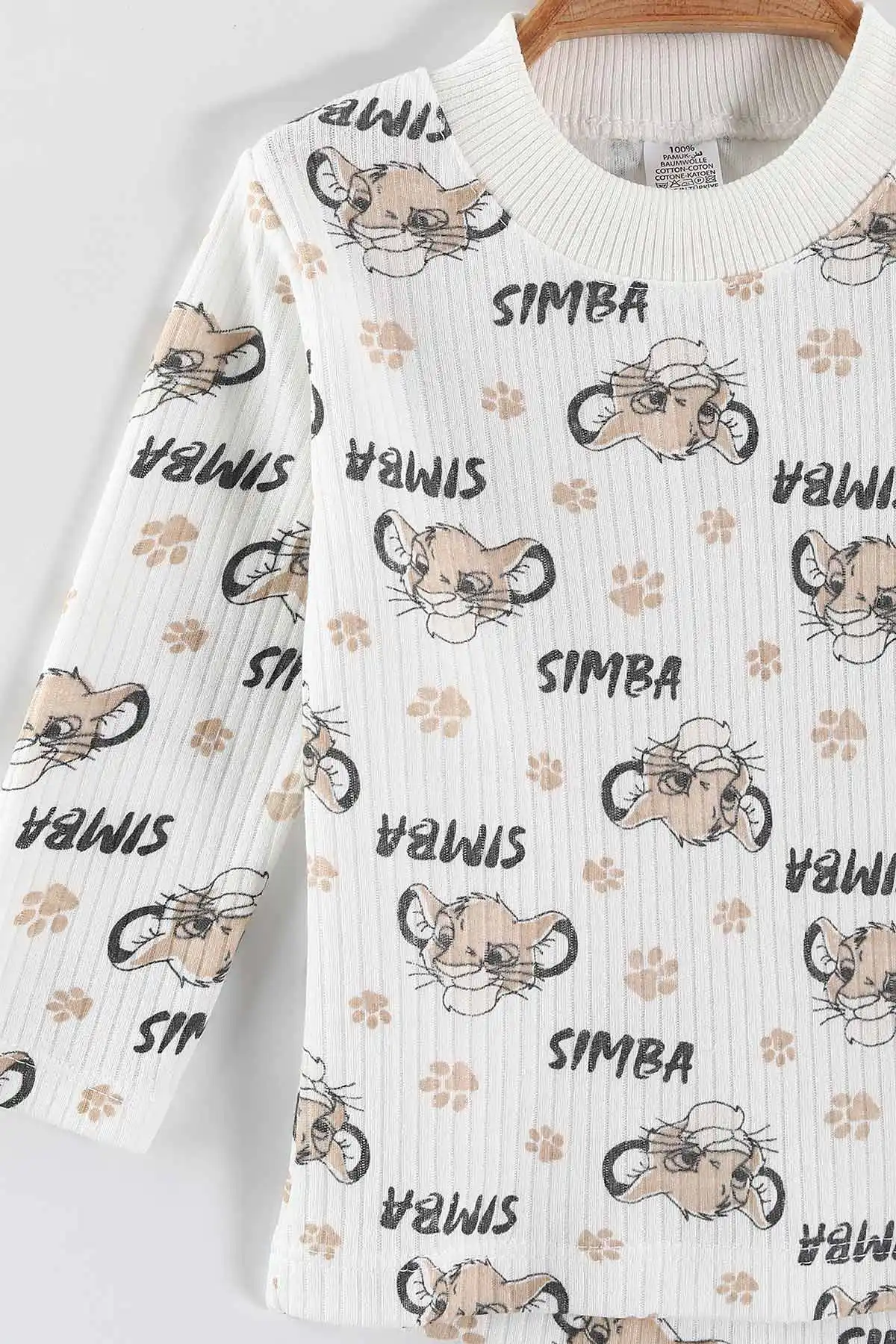 Kahve (1-3 Yaş) Simba Desenli Raporlu Çocuk Pijama Takım 459394