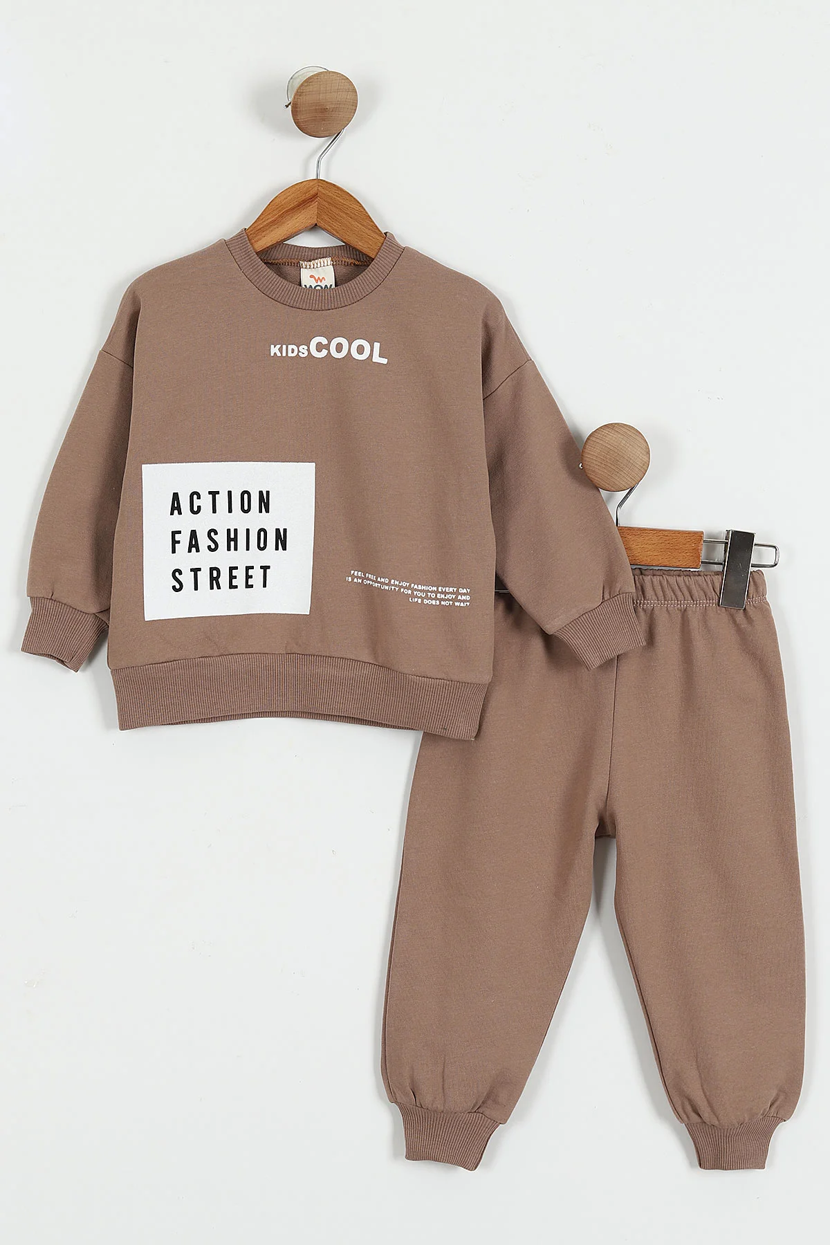 Kahve (1-4 Yaş) Action Fashion Baskılı   2 İp Erkek Çocuk Takım 428608