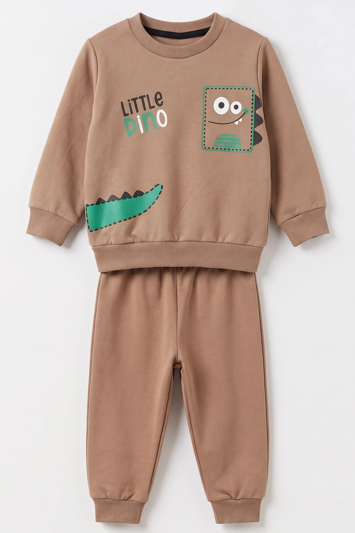 Kahve (1-4 Yaş) Little Dino Baskılı 2 İp Erkek Çocuk&Bebek Mevsimlik Takım 495080
