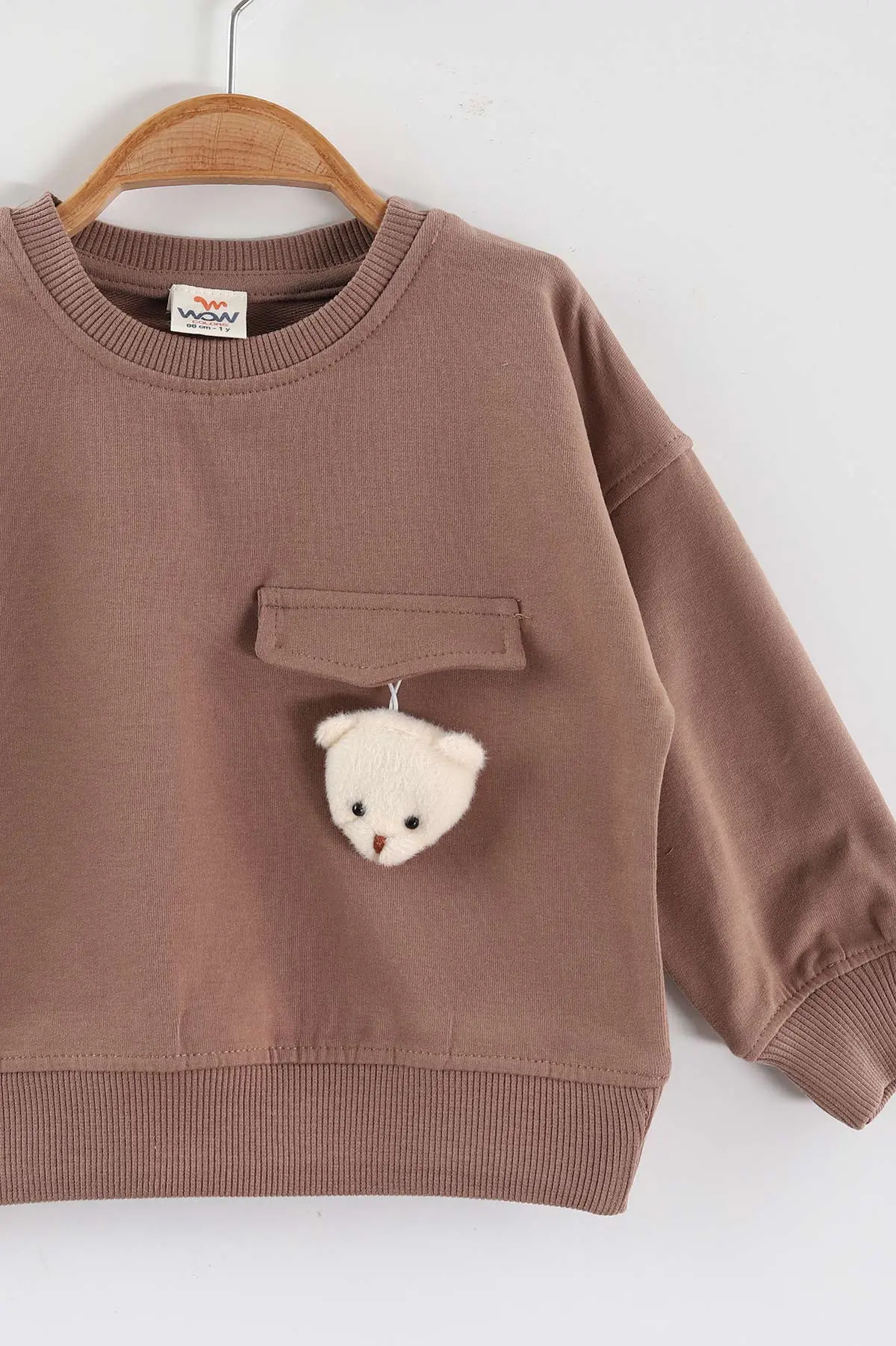 Kahve (1-4 Yaş)Ayıcık Aksesuarlı Erkek Çocuk Sweatshirt 432820