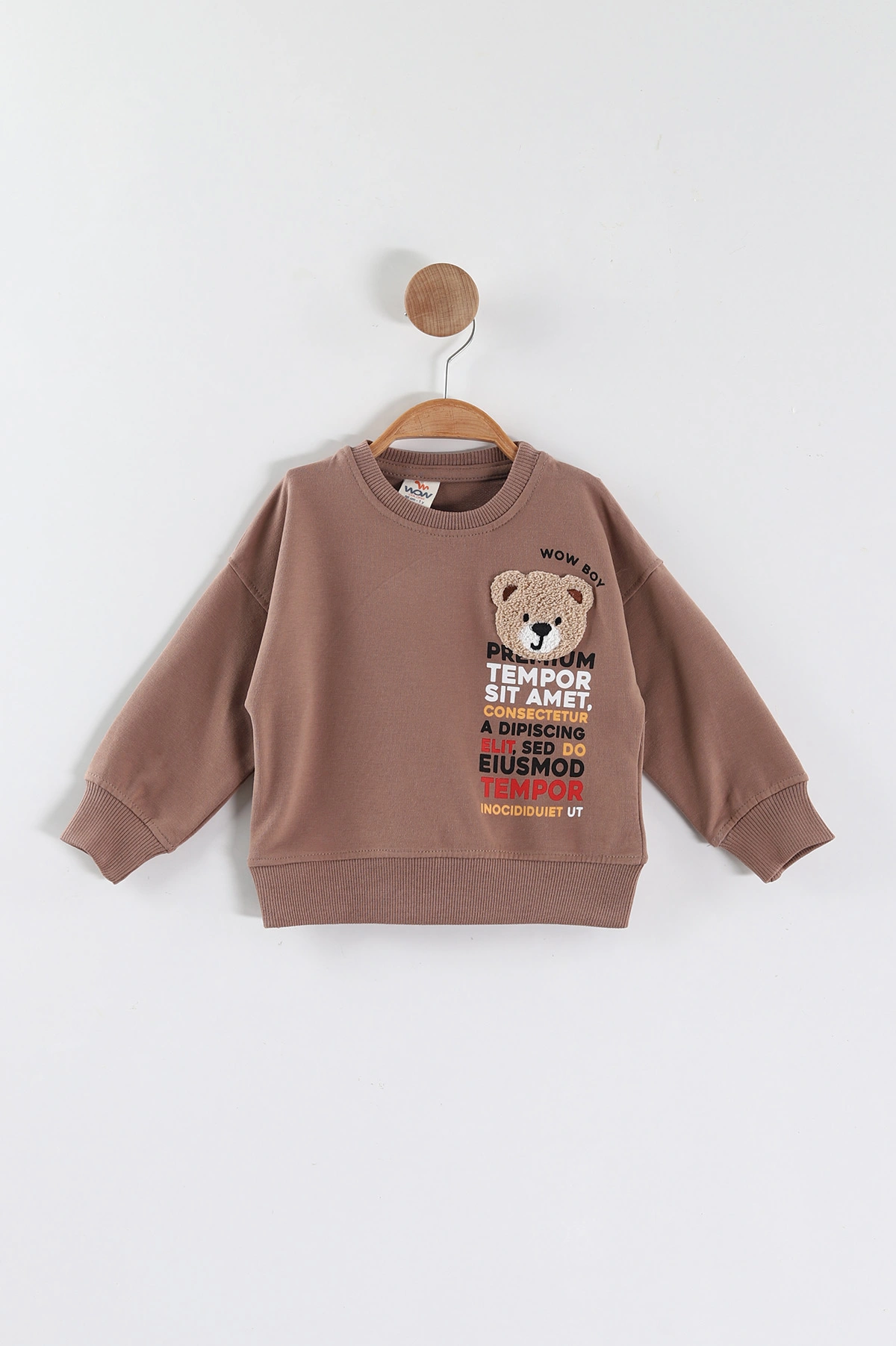 Kahve (1-4 Yaş)Süzene Nakışlı Baskılı Erkek Çocuk Sweatshirt 432902