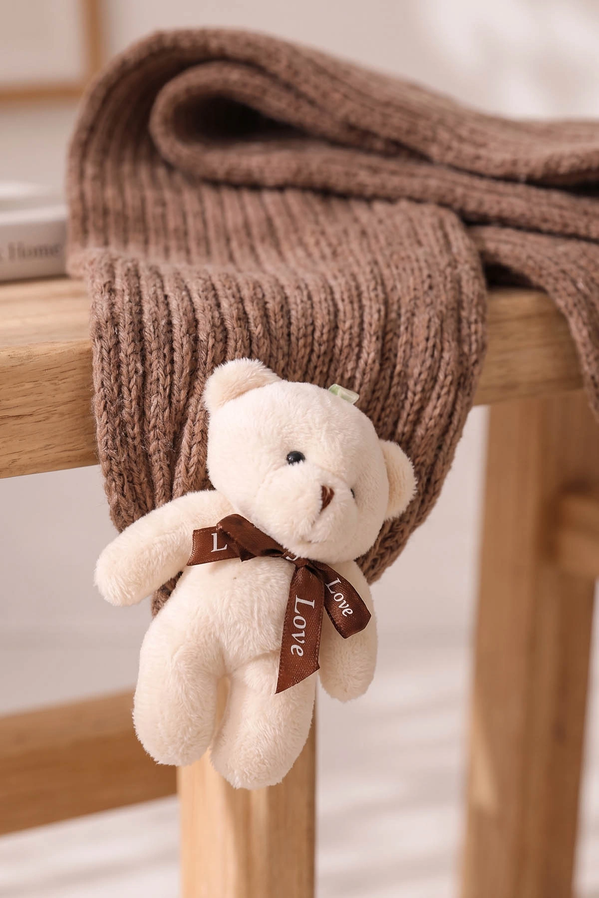 Kahve (1-5 Yaş) Ayıcıklı  Çocuk Atkı Bere Takım 475079