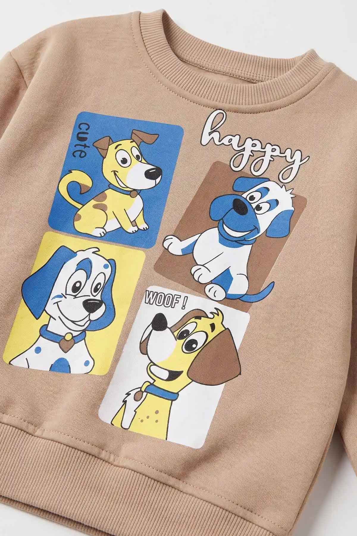 Kahve (1-5 Yaş) Köpek Baskılı 3 İp Şardonlu Erkek Çocuk Kışlık Takım 487769